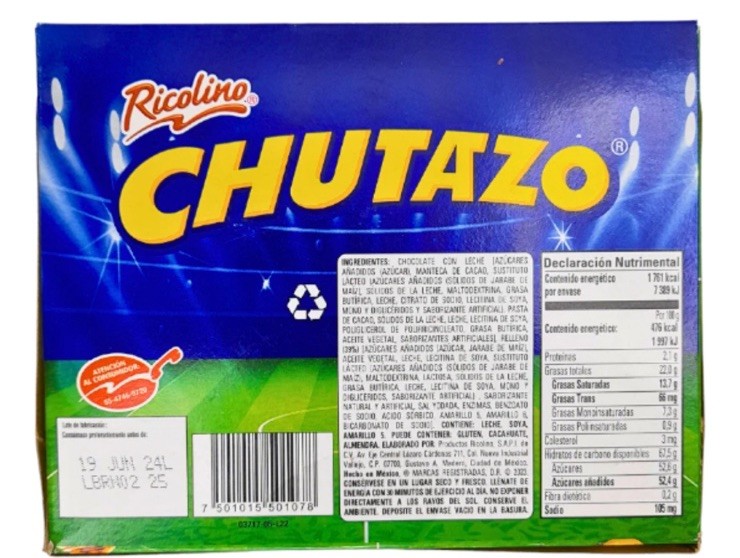 2 Pack Chutazo Ricolino Milk Mexican Chocolate With Eggnog Filling 20 Pieces