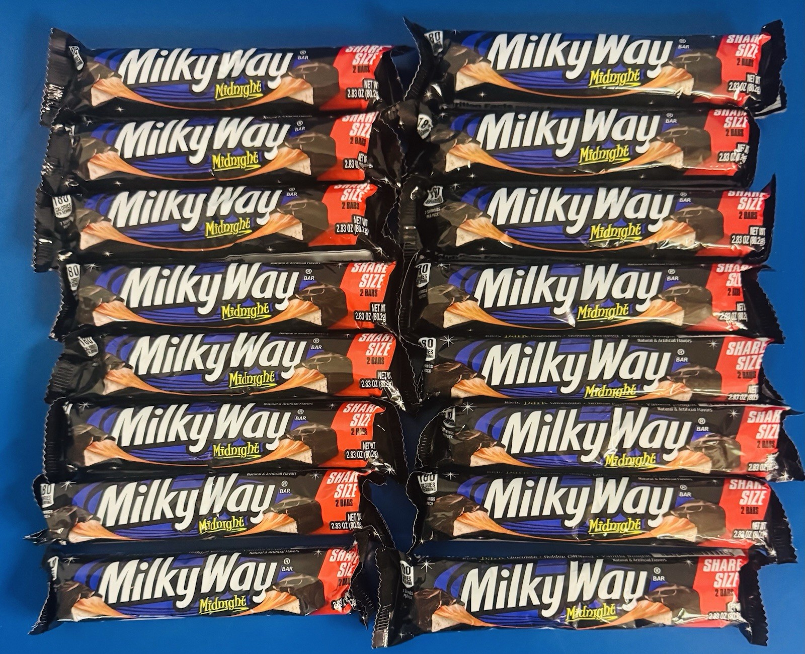(16) Milky Way Midnight Dark Chocolate Share Size 2.83oz. Bulk Lot BB: 04/27