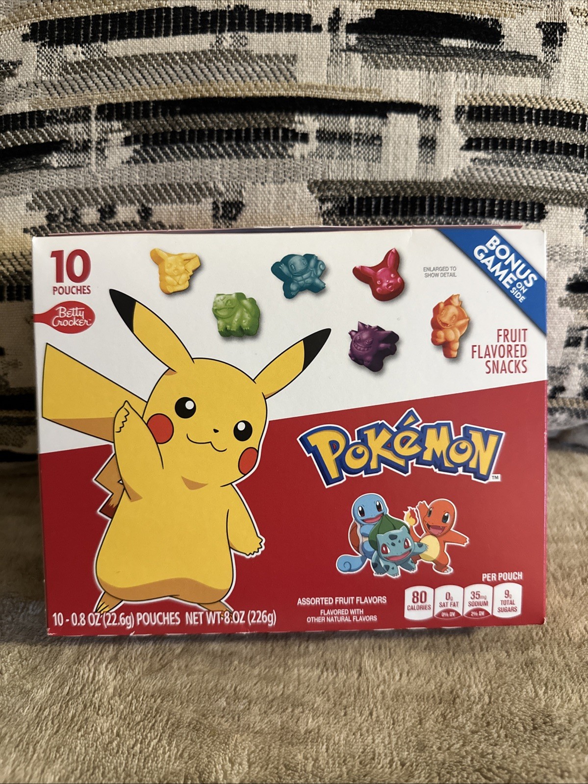 Betty Crocker Pokémon Fruit Flavored Snacks 10 Pouches Bonus Game On Bottom