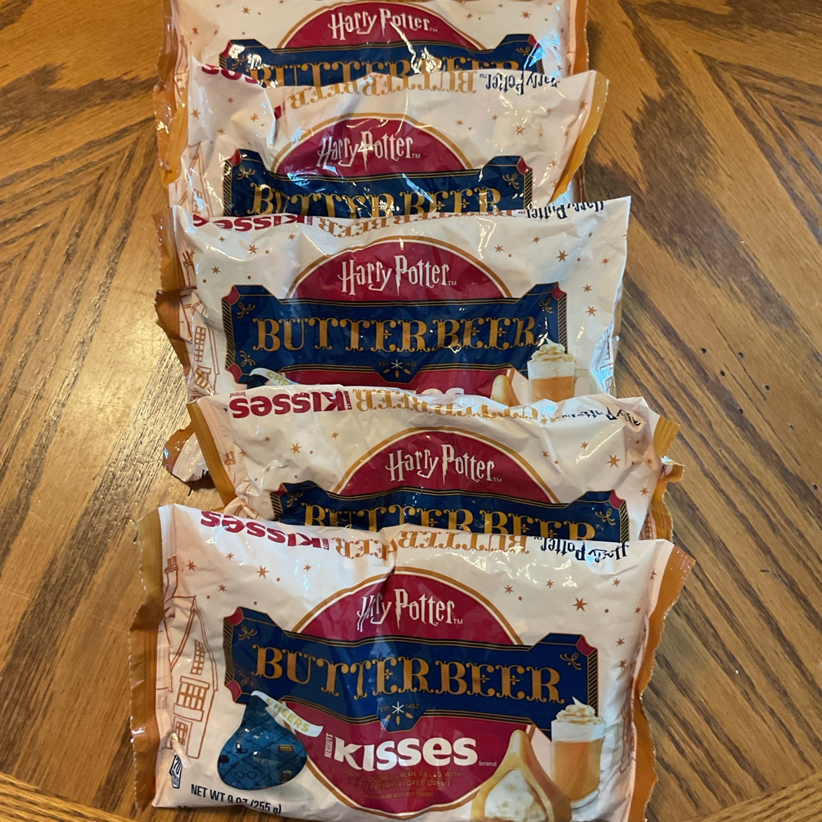 5 Bags OfHershey’s Kisses Harry Potter ButterBeer Creme Gold 9 Oz.
