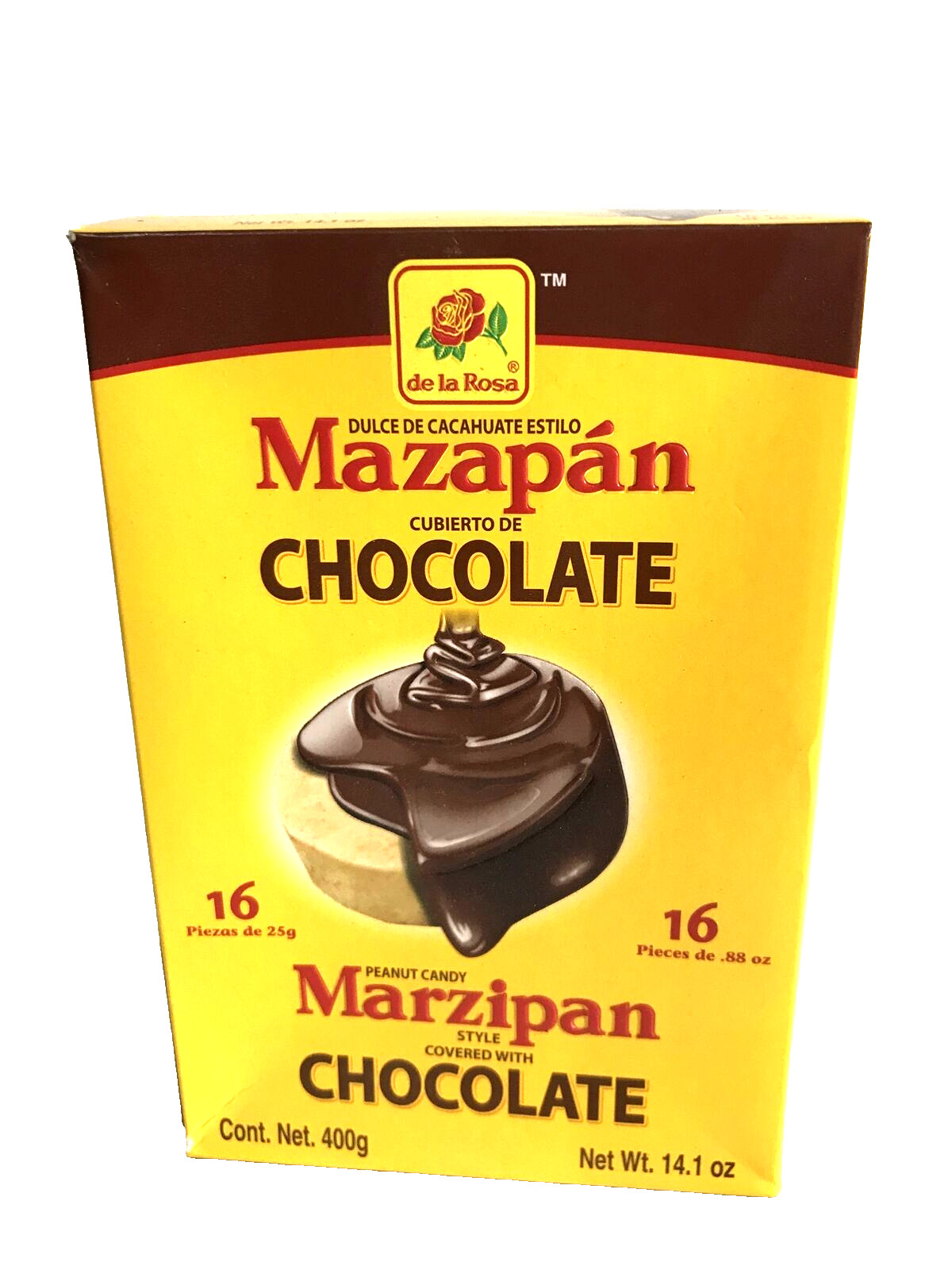 2-Pk De La Rosa Mazapan Chocolate Peanut Candy Mazapan -32 Pieces 400g/14.1oz