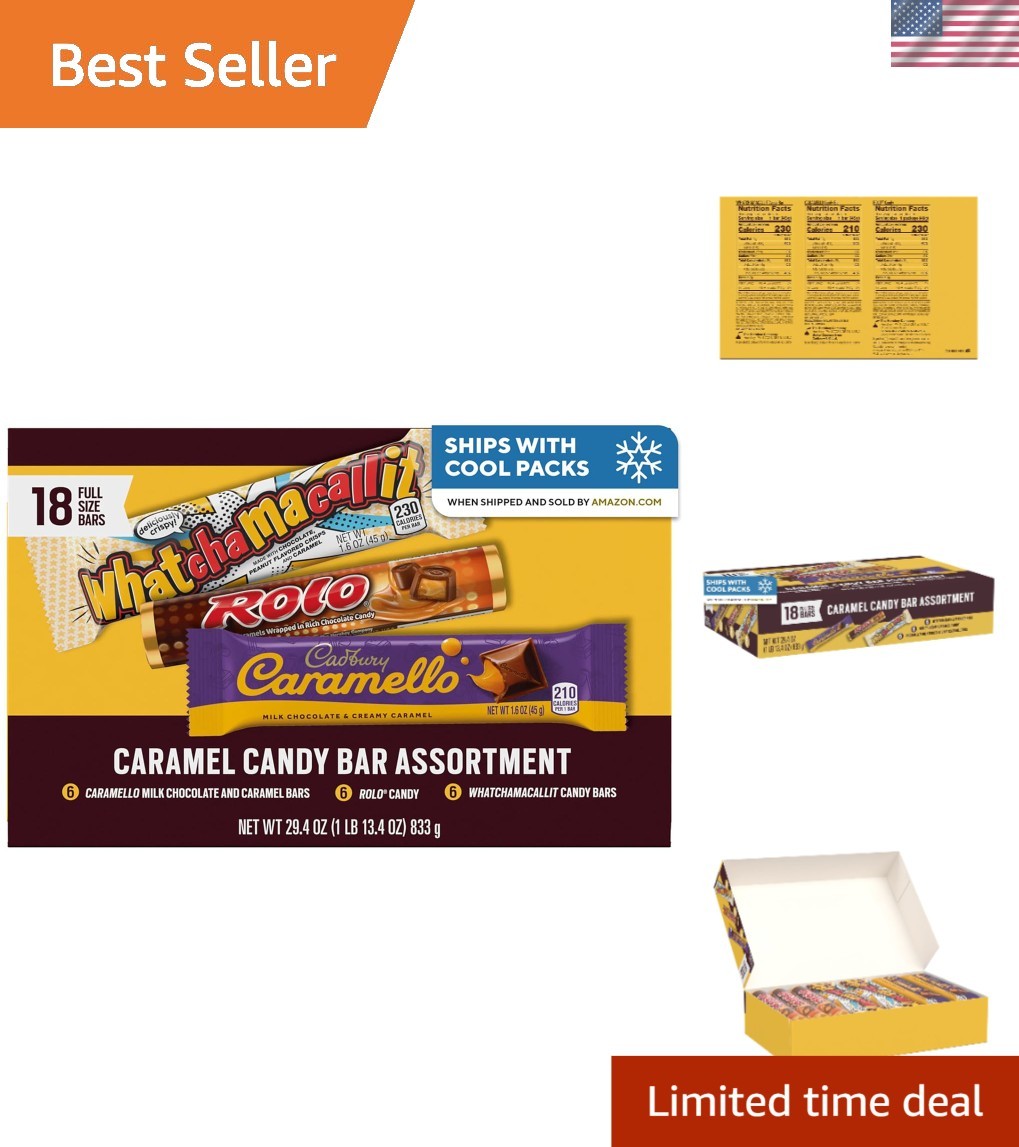 29.4 oz of Kosher Certified Hershey Assorted Caramel Candy – 18 Full Size Bars