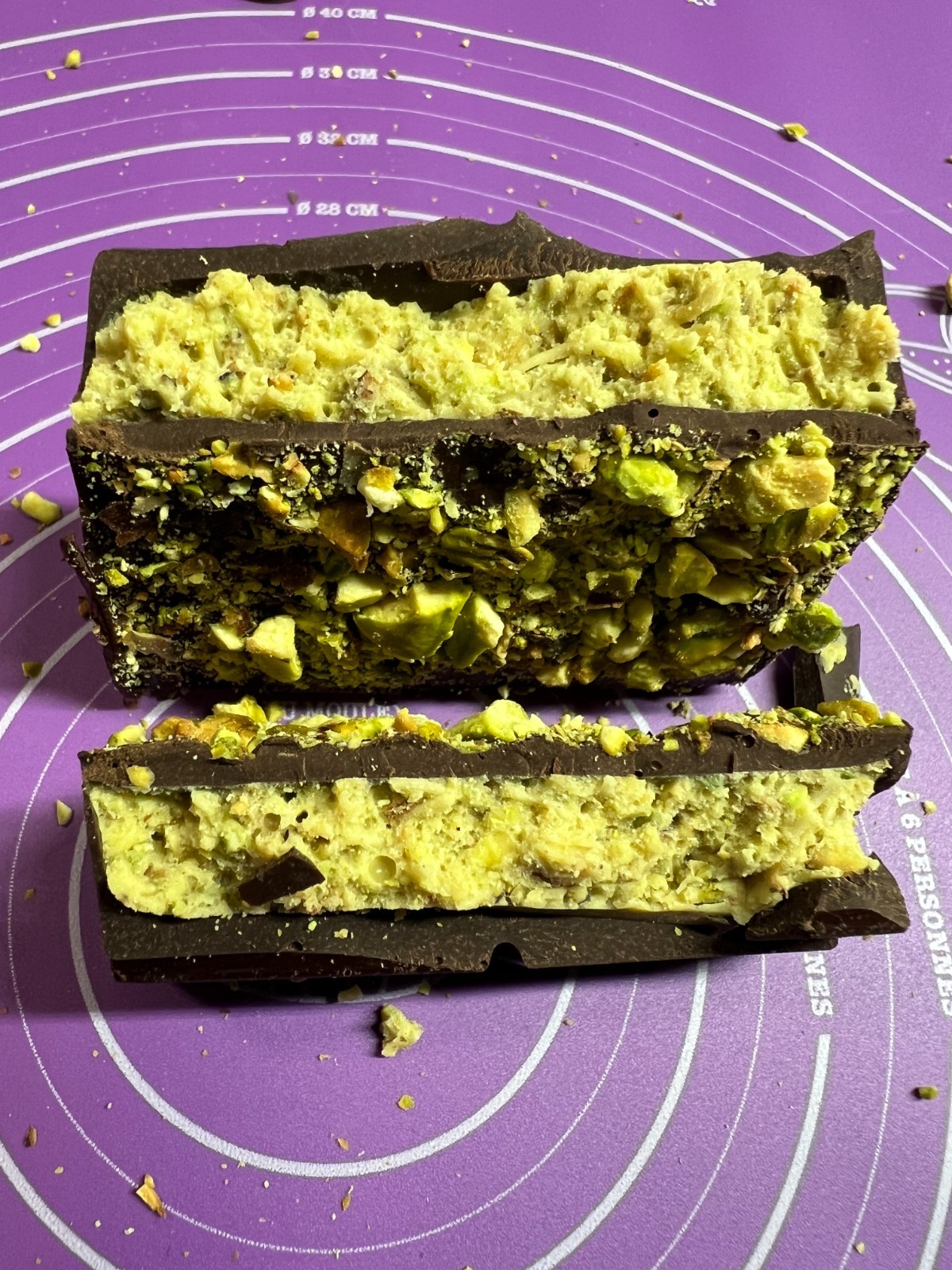 4Dark Chocolate square Dubai filling Artisanal Pistachios on top handmade 260g.