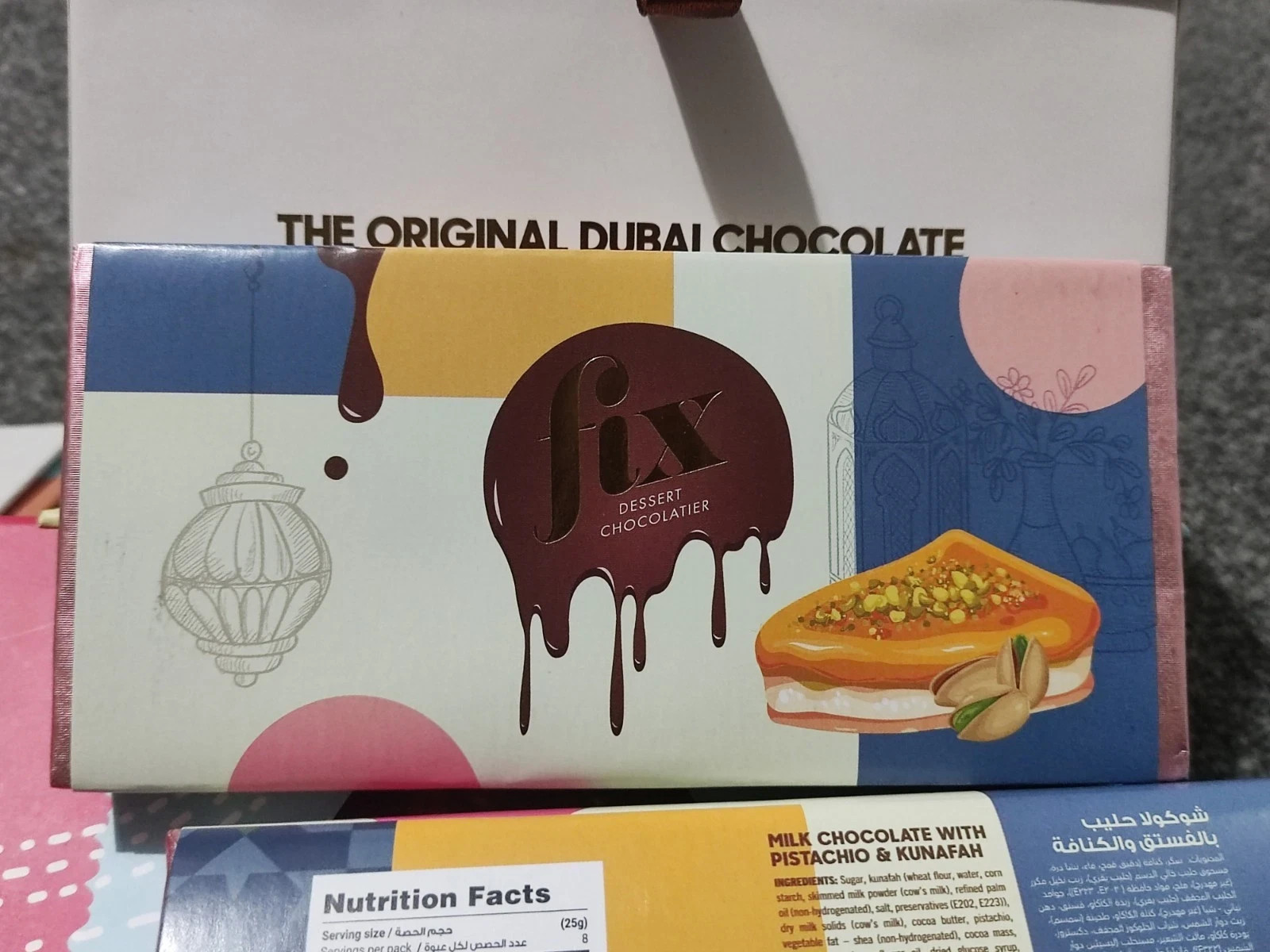 VIRAL FIX DUBAI CHOCOLATE Bar CANT GET KNAFEH OF IT Original CHOCOLATE – 6 Bars