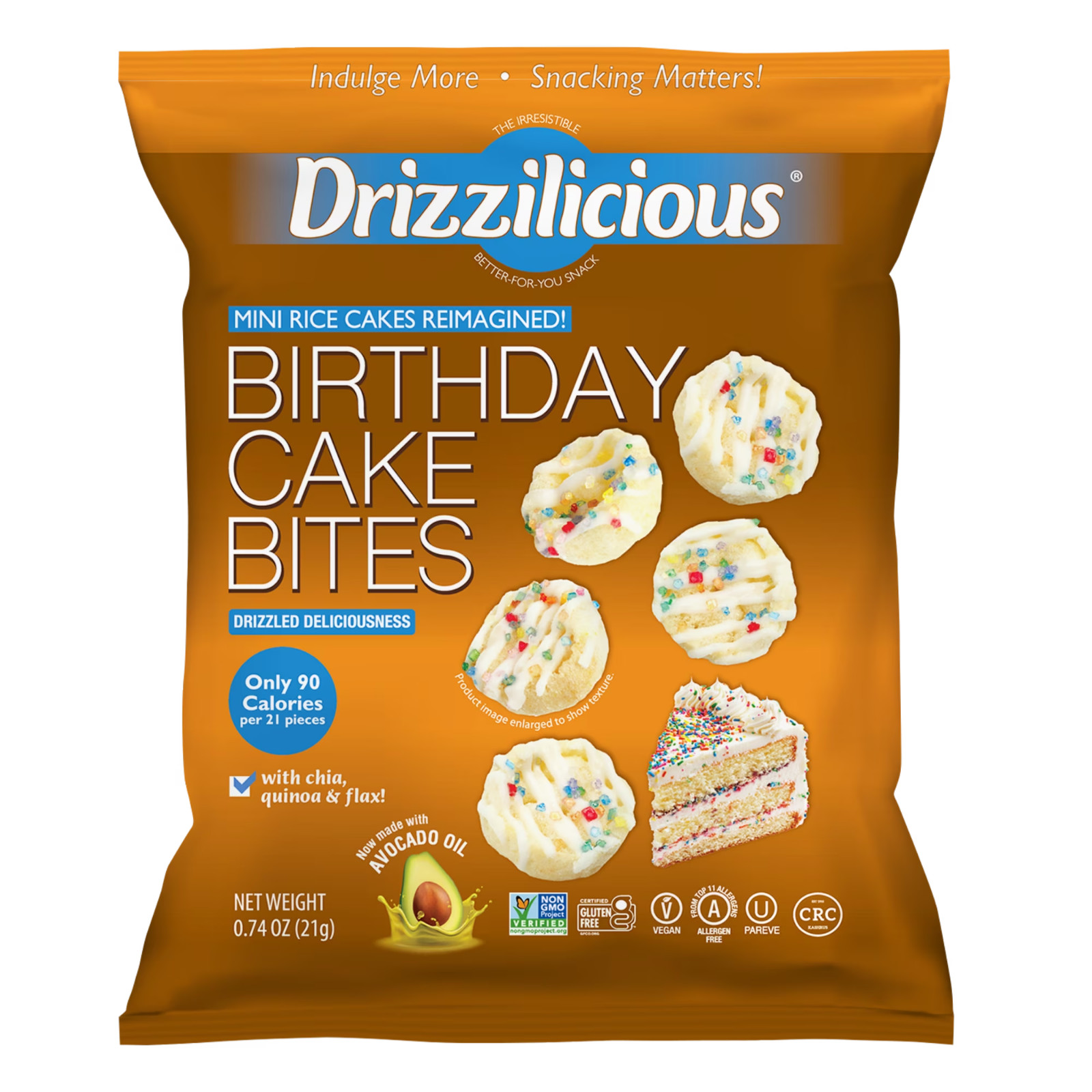 Drizzilicious Birthday Cake Mini Rice Cake Bites Gluten Free 0.74oz
