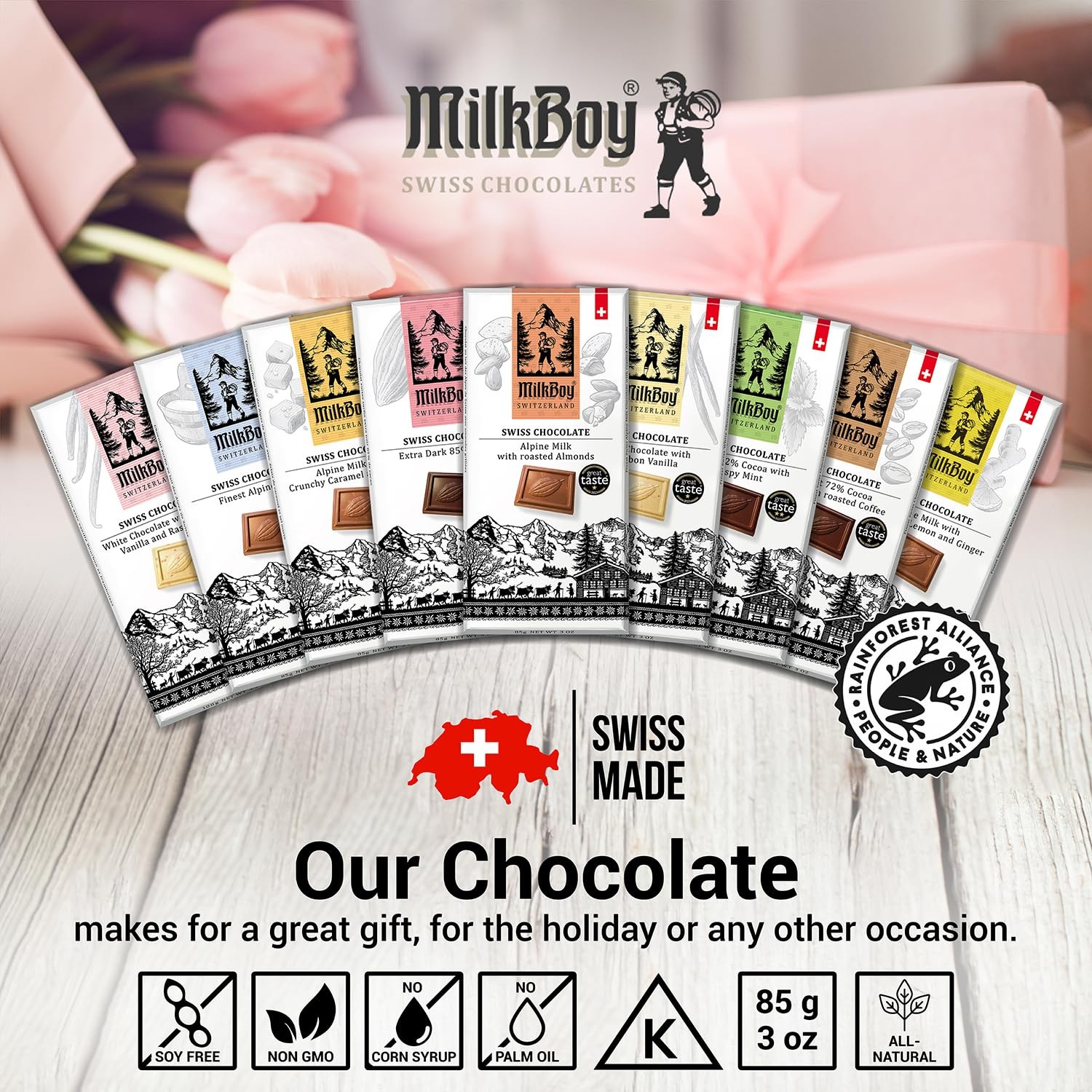 Milkboy Swiss Chocolates Chocolate Premium Swiss Alpine Milk Chocolate Pack 2