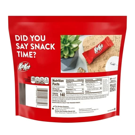 Kit Kat Milk Chocolate Wafer Snack Size Candy, Bag 10.78 oz