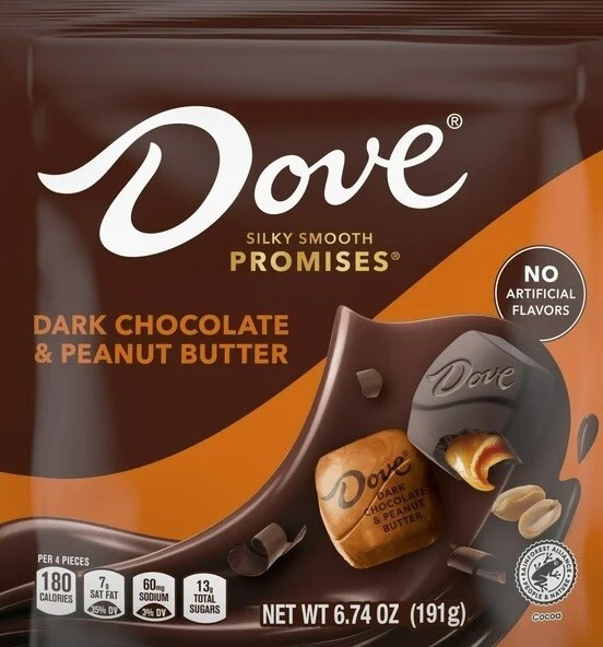5x Dove Peanut Butter & Dark Chocolate Silky Smooth Candy Bag 6.74 Oz – 5 PACK