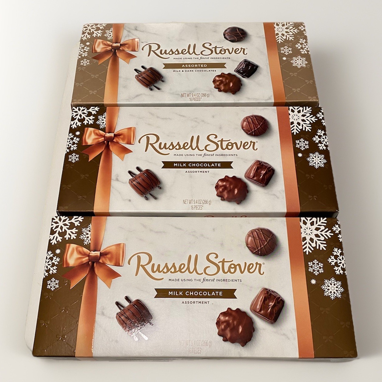 RUSSELL STOVER 3-PACK Milk & Chocolate Assortment -48 Pieces Gift Set Valentines