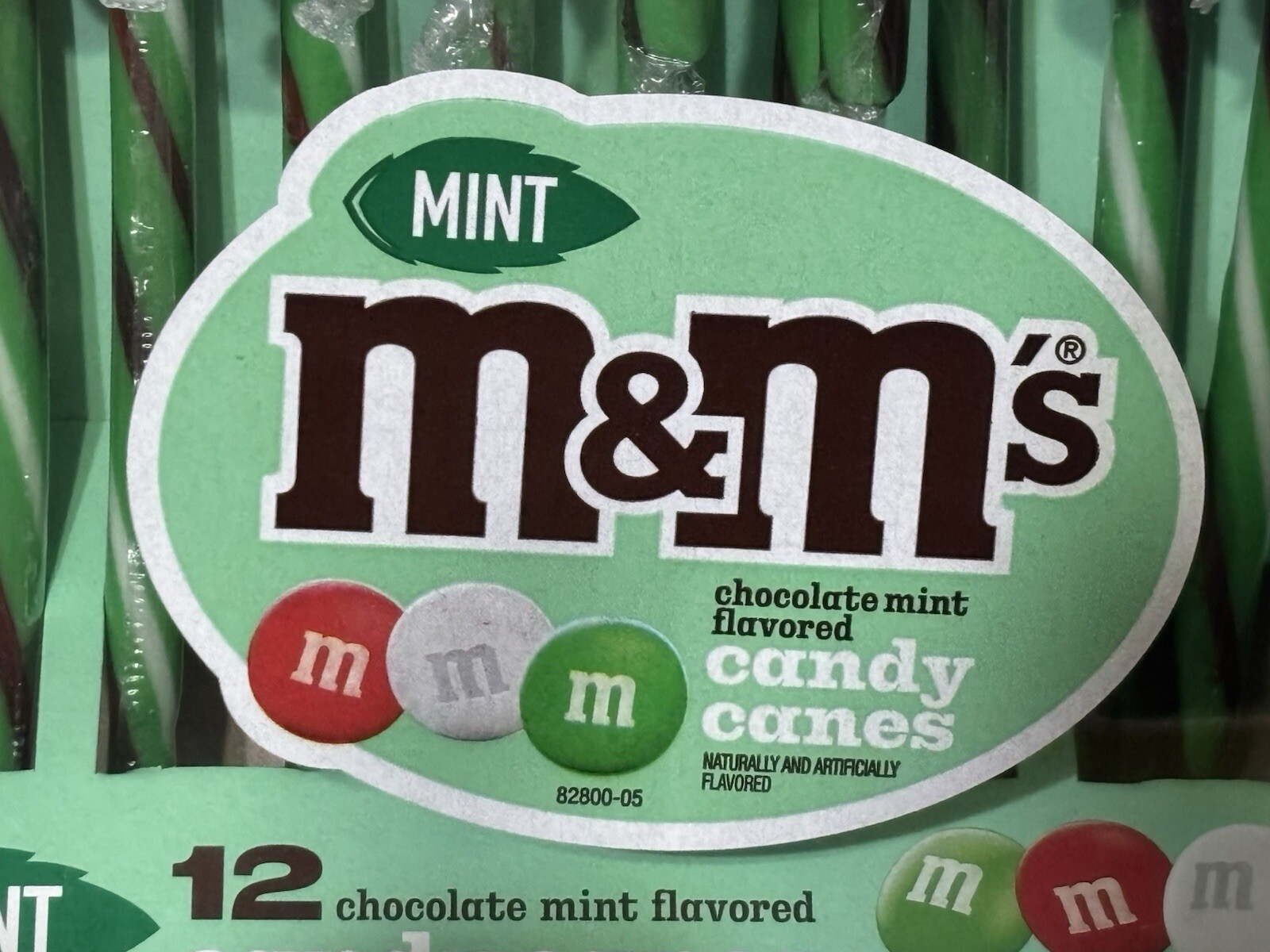 M&M’s Chocolate Mint Flavored Candy Canes 12 Count 45 Calories NEW
