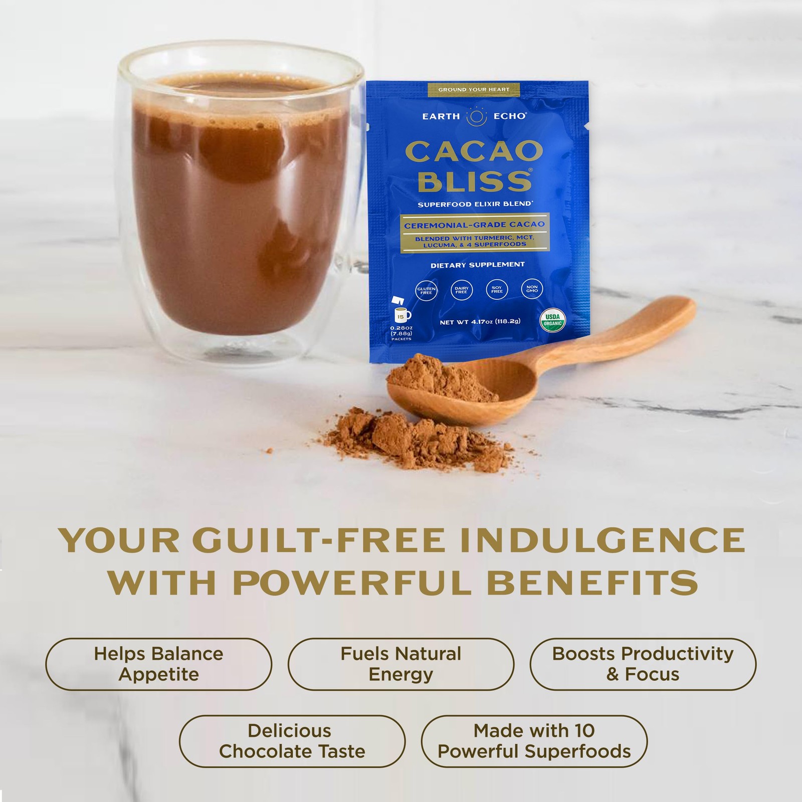 Cacao Bliss – Ceremonial Organic Raw Cacao with MCT Oil & Turmeric – Supports…
