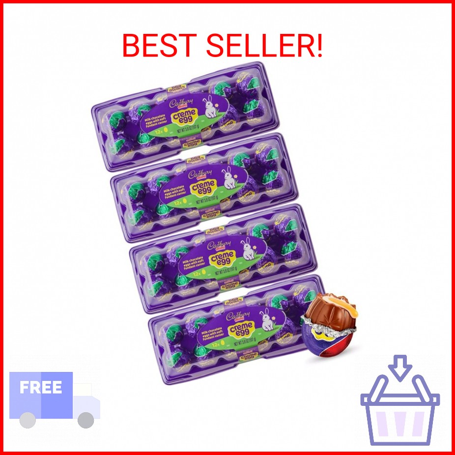 CADBURY Mini Creme Eggs 48 Milk Chocolate Eggs with Soft Fondant Center, Individ