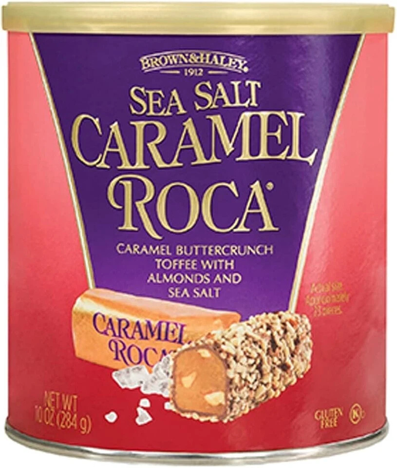 Brown & Haley 10 oz. SEA SALT CARAMEL ROCA Buttercrunch Toffee Almonds BB 1/2027