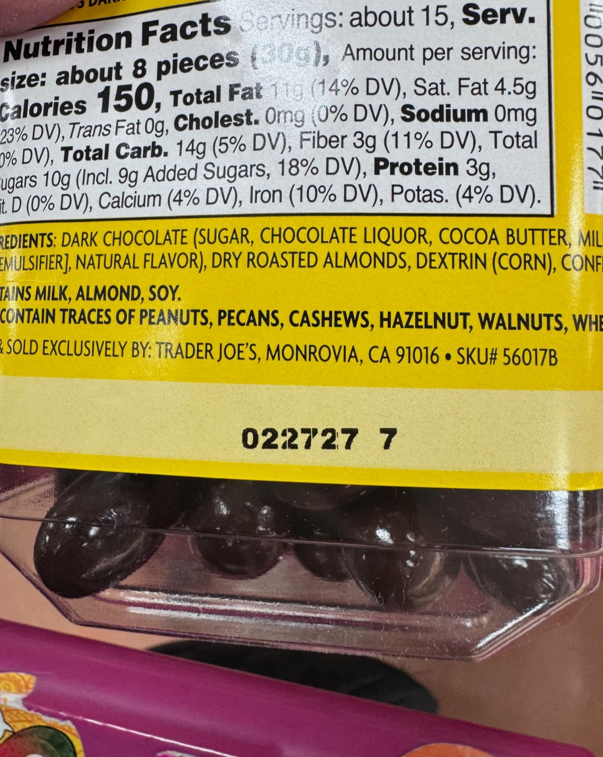 2x Trader Joe’s Chocolate Covered Crunchy Almonds Delicious Rich Dark Chocolate