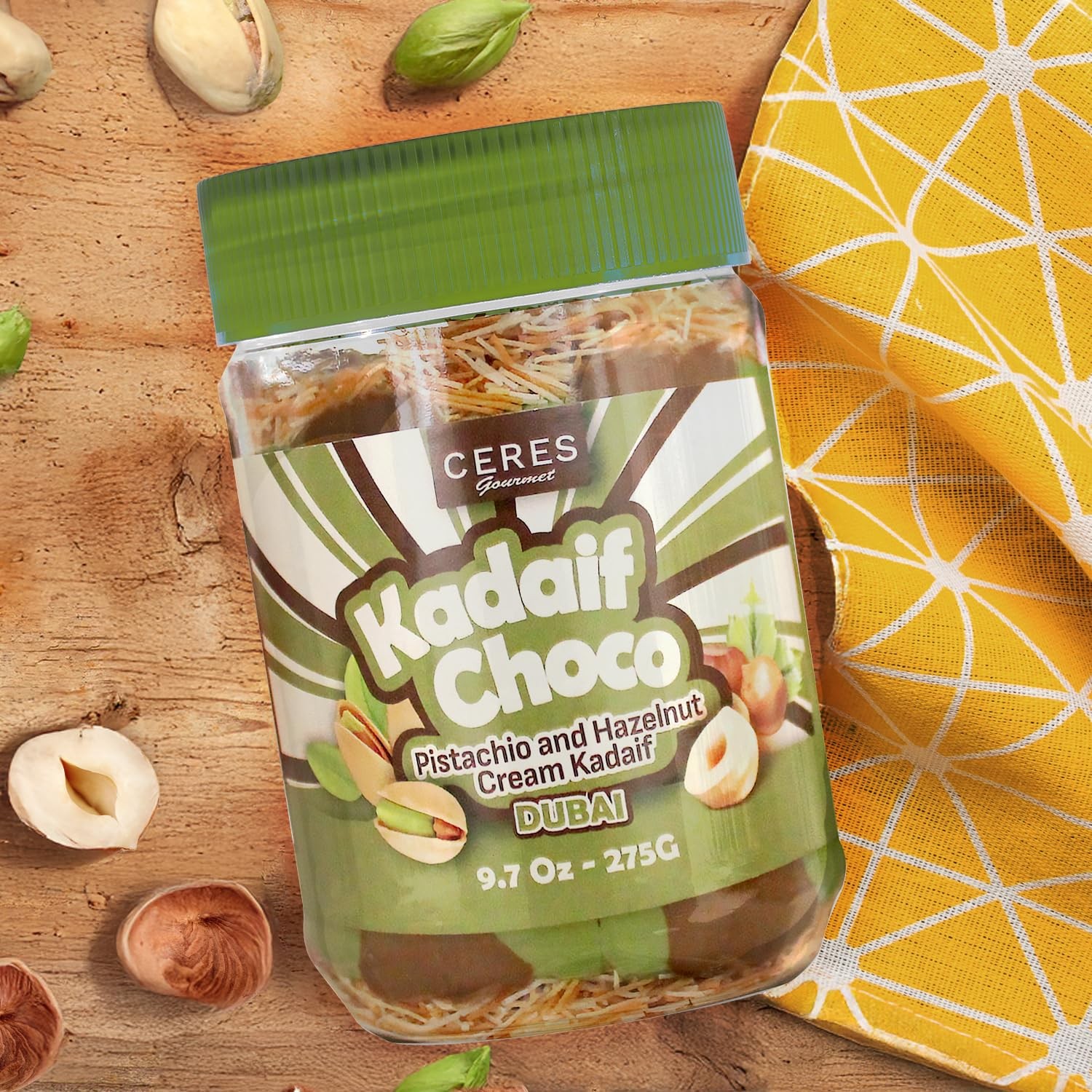 Dubai Spreadable Chocolate– Pistachio Spread with Roasted Phyllo Kataifi, Gou…
