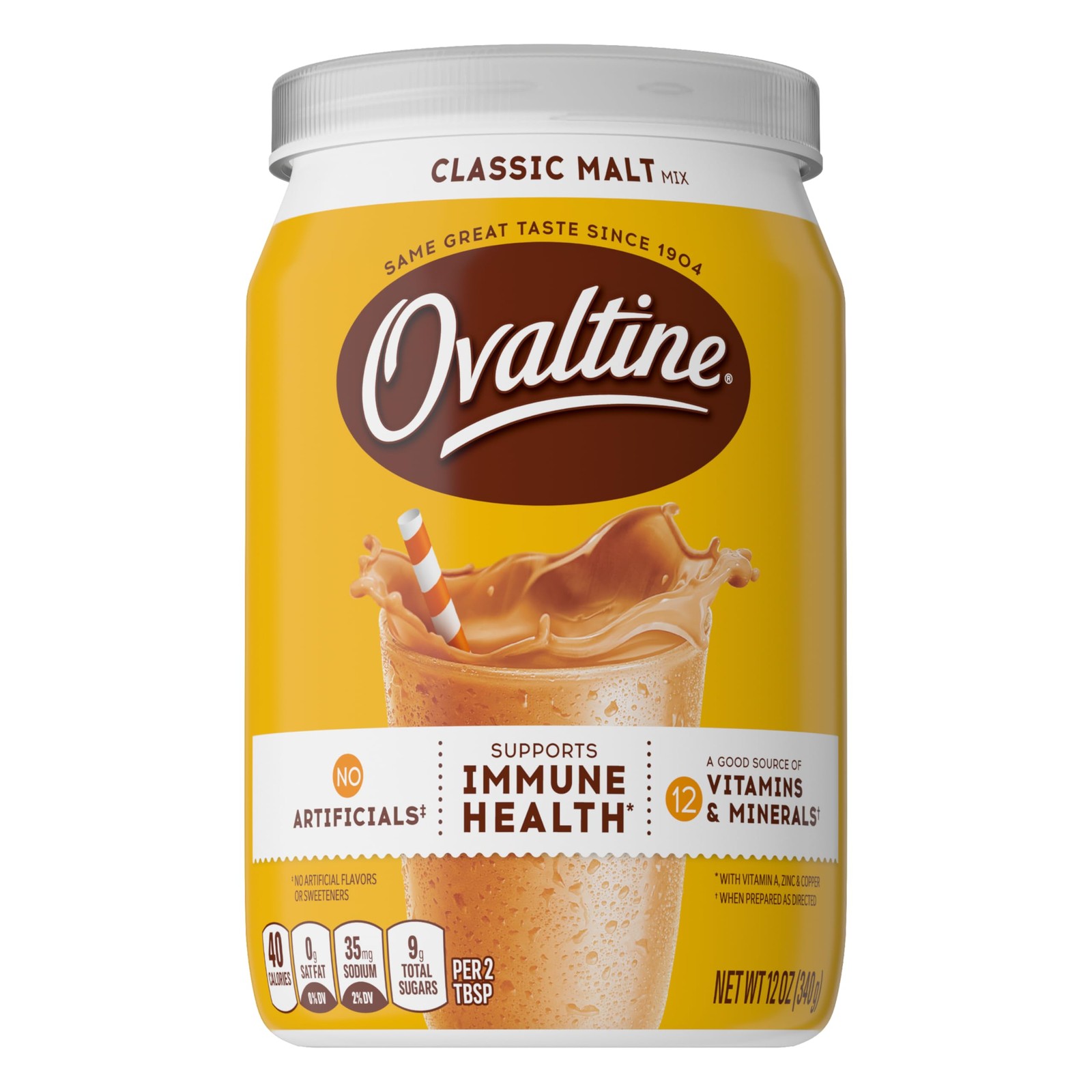 Ovaltine Classic Malt Powdered Drink Mix For Hot And 12 Ounce (Pack of 1)