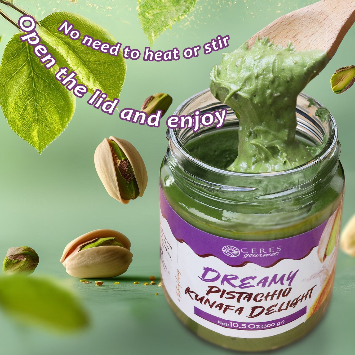 Pistachio Cream Kataifi Spread: Dubai Chocolate Filling – 10.5oz