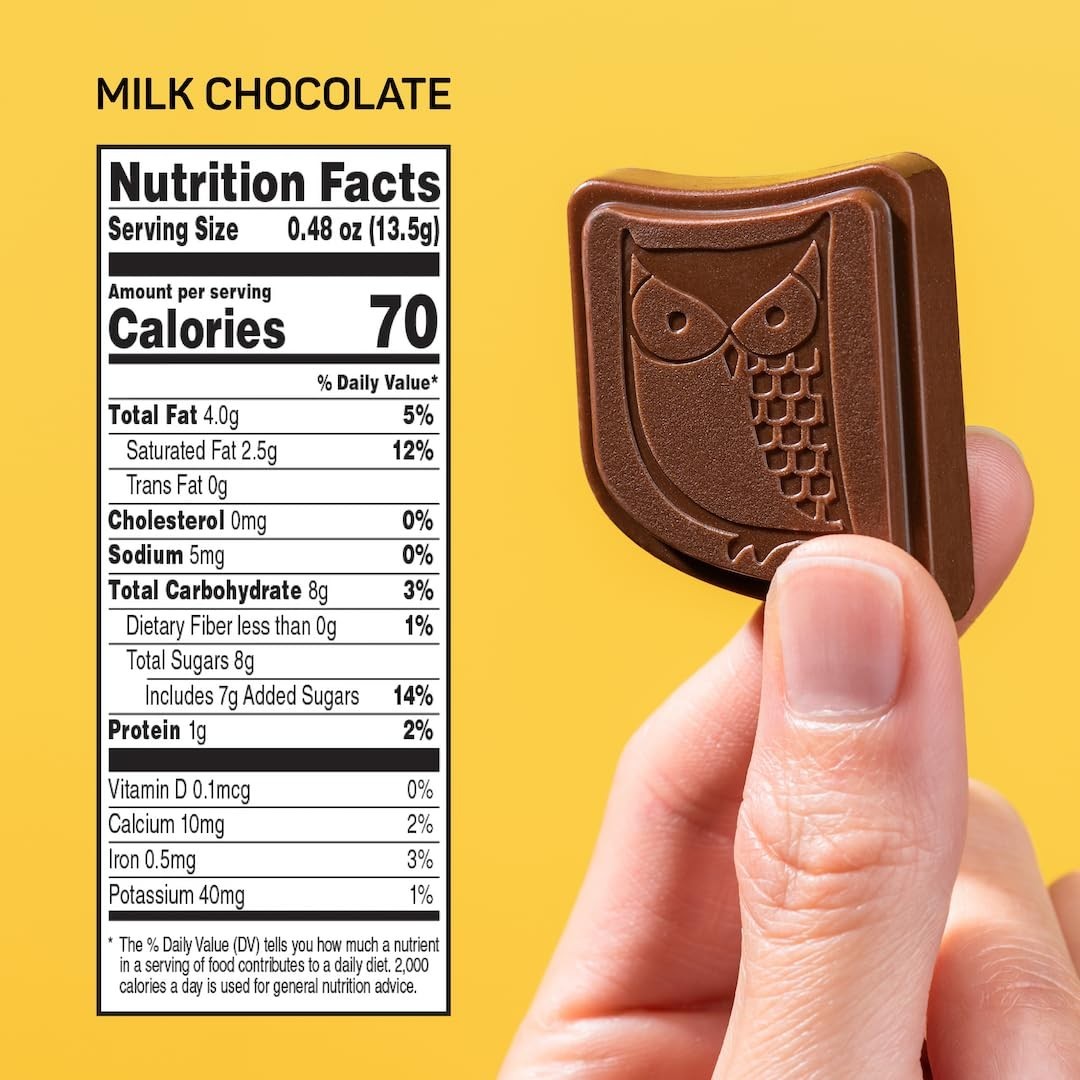 Caffeinated Chocolate Bites- Milk Chocolate-50 Bites-Gluten Free,Non GMO- 0.48oz