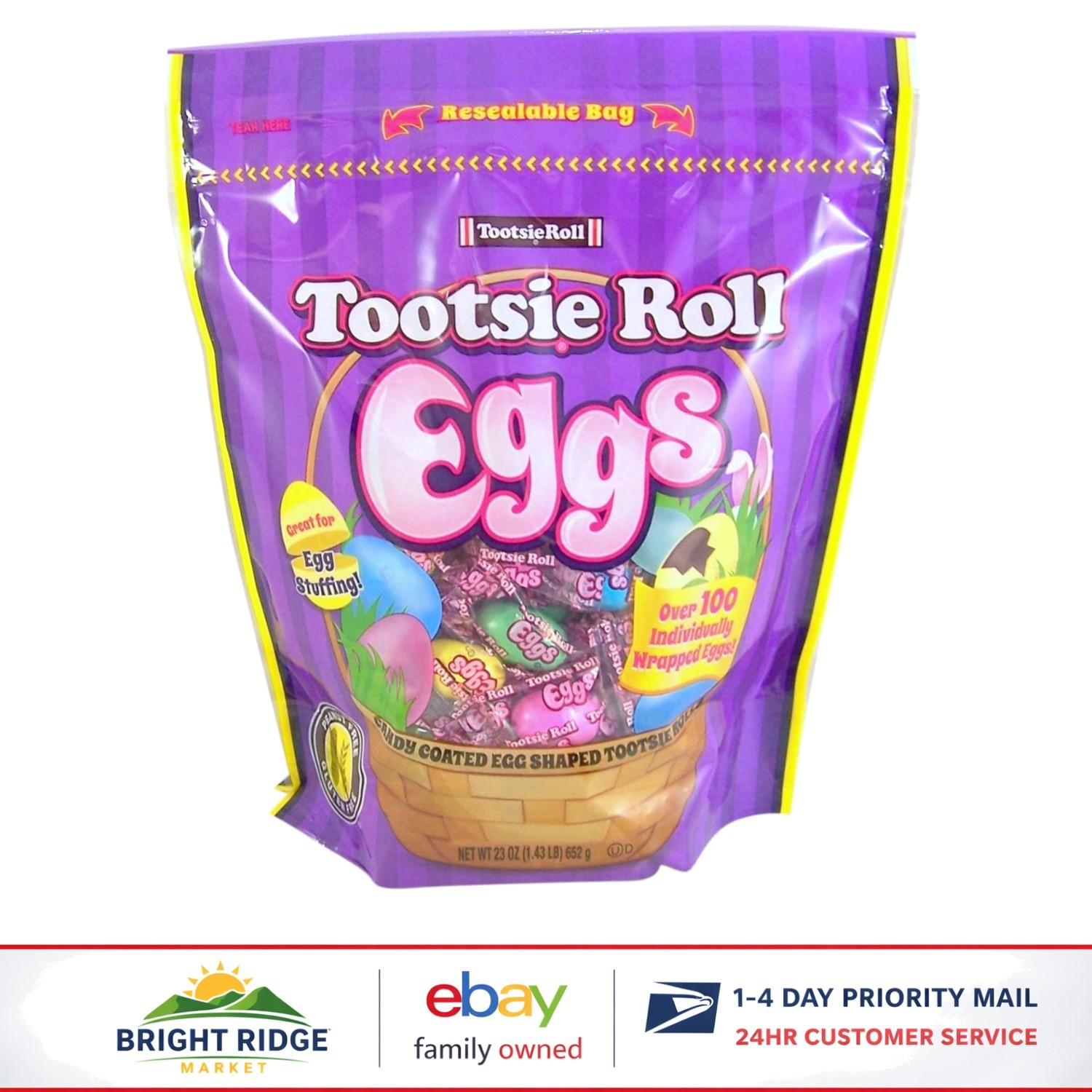 23 oz Bag of Individually Wrapped Egg-Shaped Candies, Peanut and Gluten Free