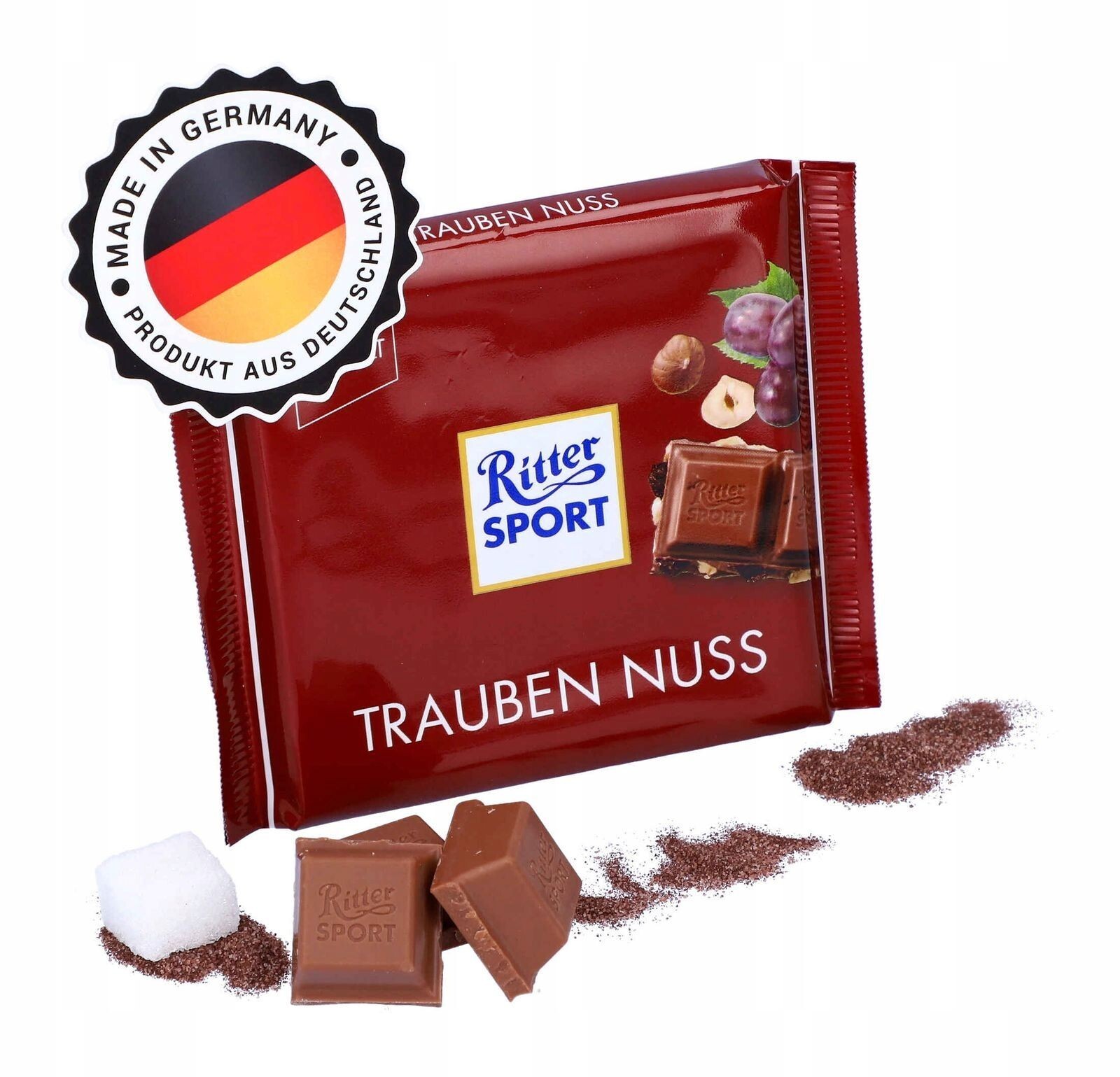4Pcs RITTER SPORT Rum Raisins Hazelnuts German Chocolate Bars Sweets 4x100g