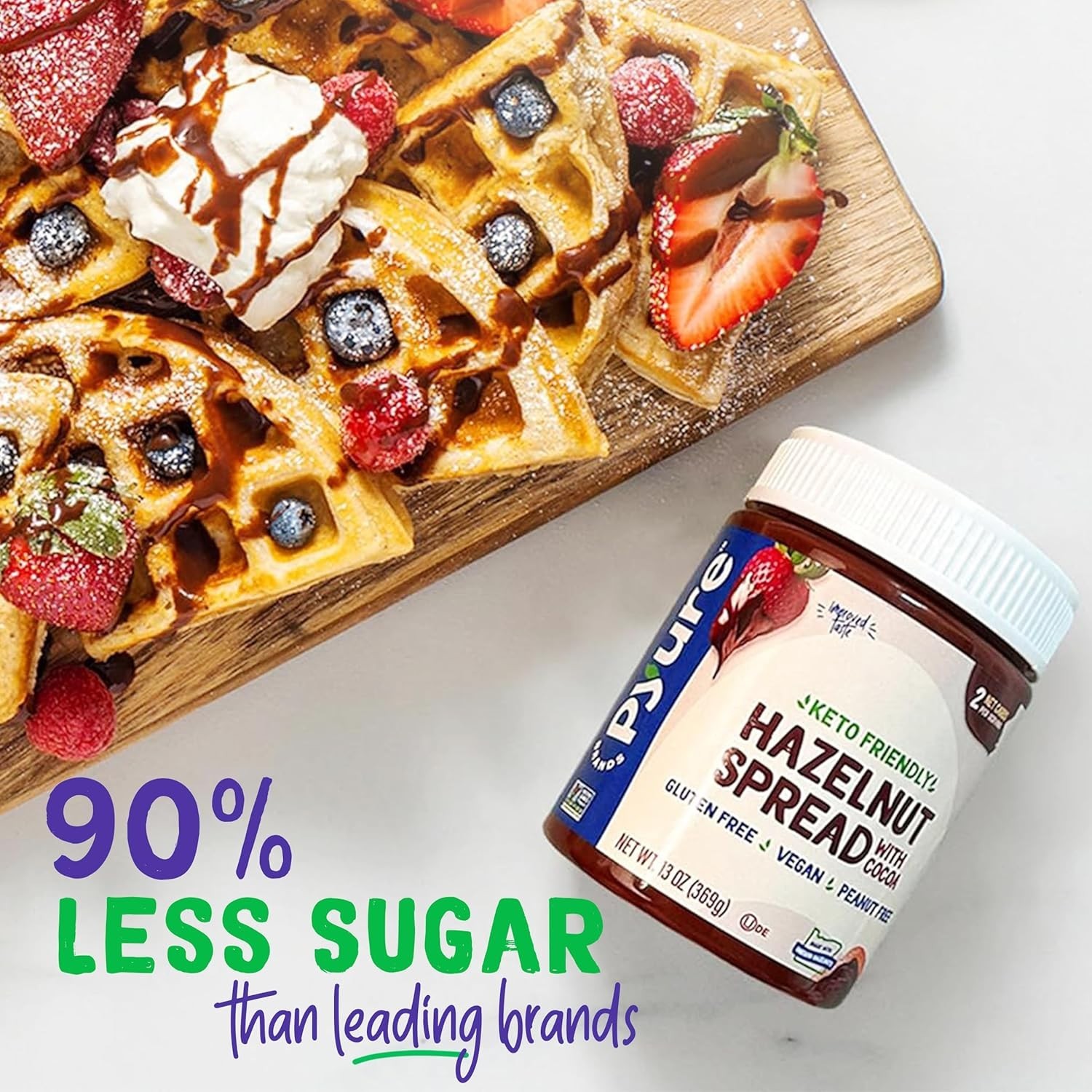Plant-Based Keto Hazelnut Chocolate Spread | 2g Net Carbs, Delight, 13 oz