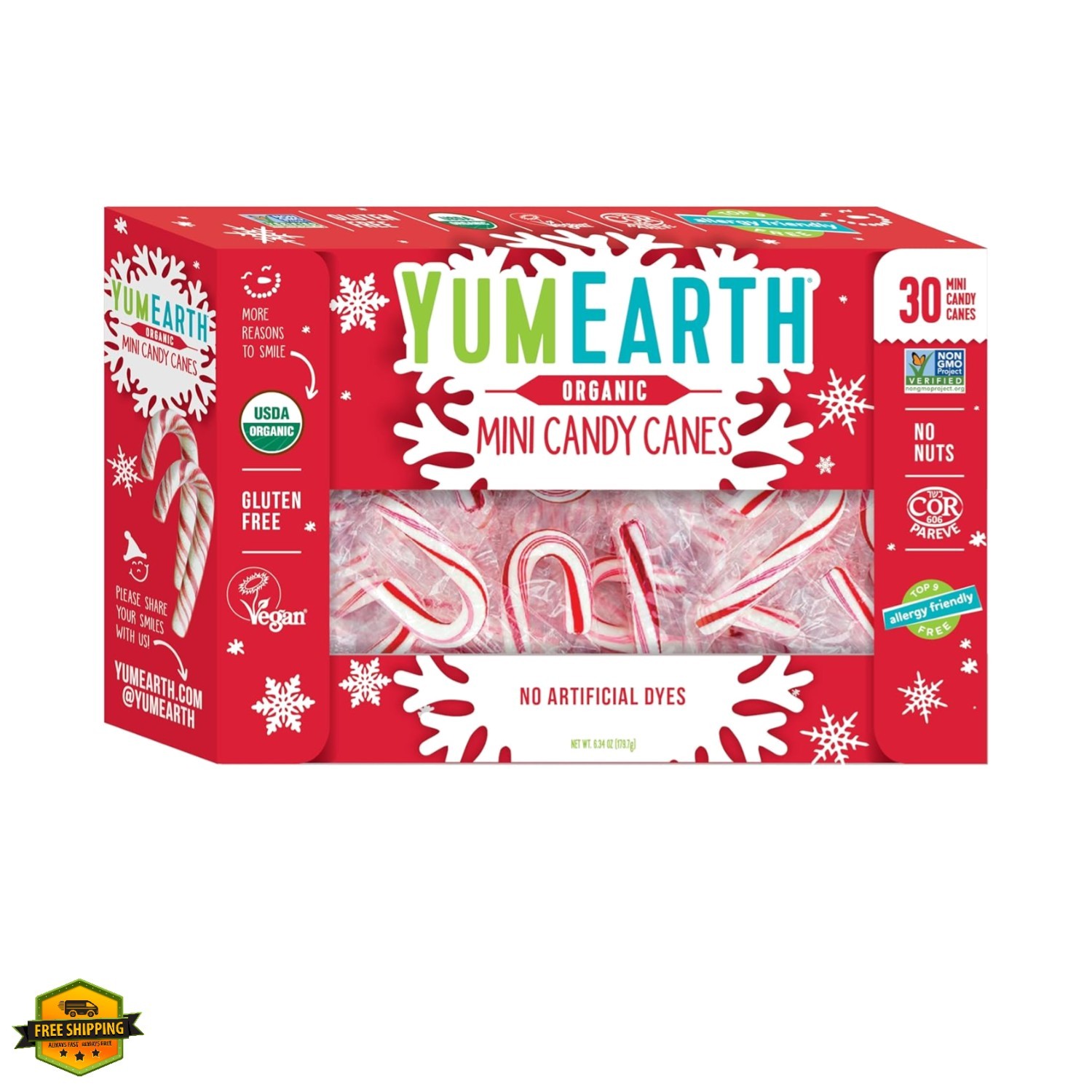 Organic Holiday Mini Candy Canes, 30 Count