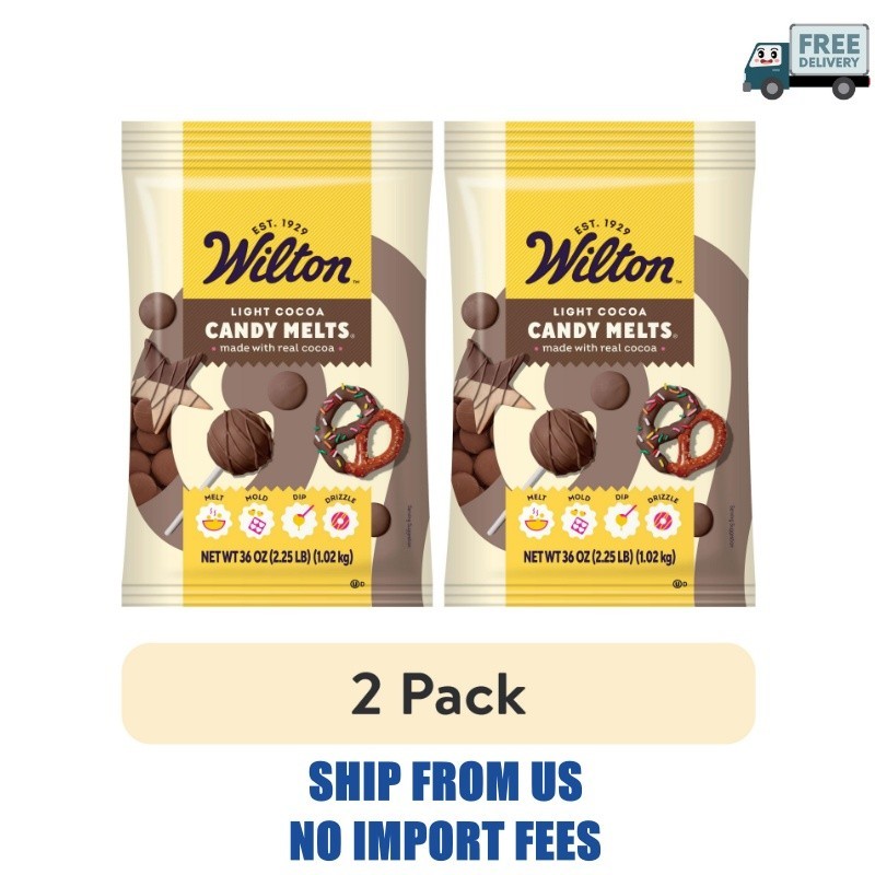 (2 pack) Wilton Light Cocoa Candy Melts Chocolate-Flavored 36oz. Bag for Baking