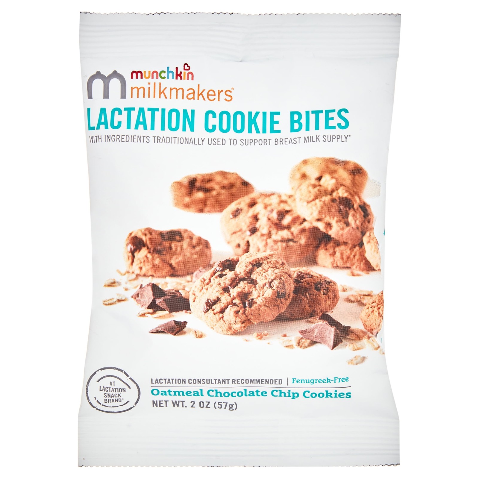 Munchkin Milkmakers Lactation Cookie Bites, Oatmeal Chocolate Chip, 8 Count