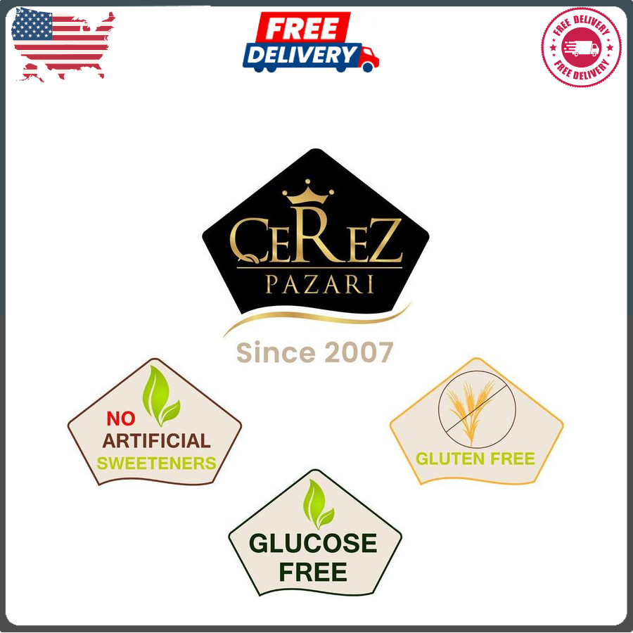 Cerez Pazari Turkish Delights, Assorted Vegan Candy, No Nuts, 8.1 Oz Gift Box