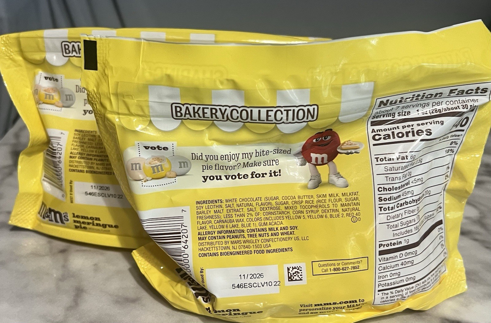 BAKERY COLLECTION M&Ms LEMON MERINGUE PIE 7.4oz bag lot of 2