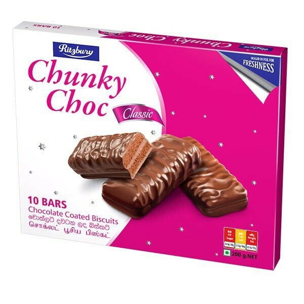 10 Bars of Ritzbury Chocolate Coated Cocoa Cream Chocolate Biscuit Choco Bars