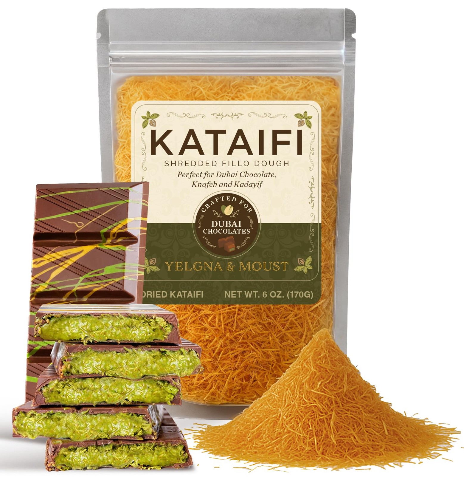 Shredded Fillo Dough for Knafeh and Kadayif – 6 oz Pastry Supply
