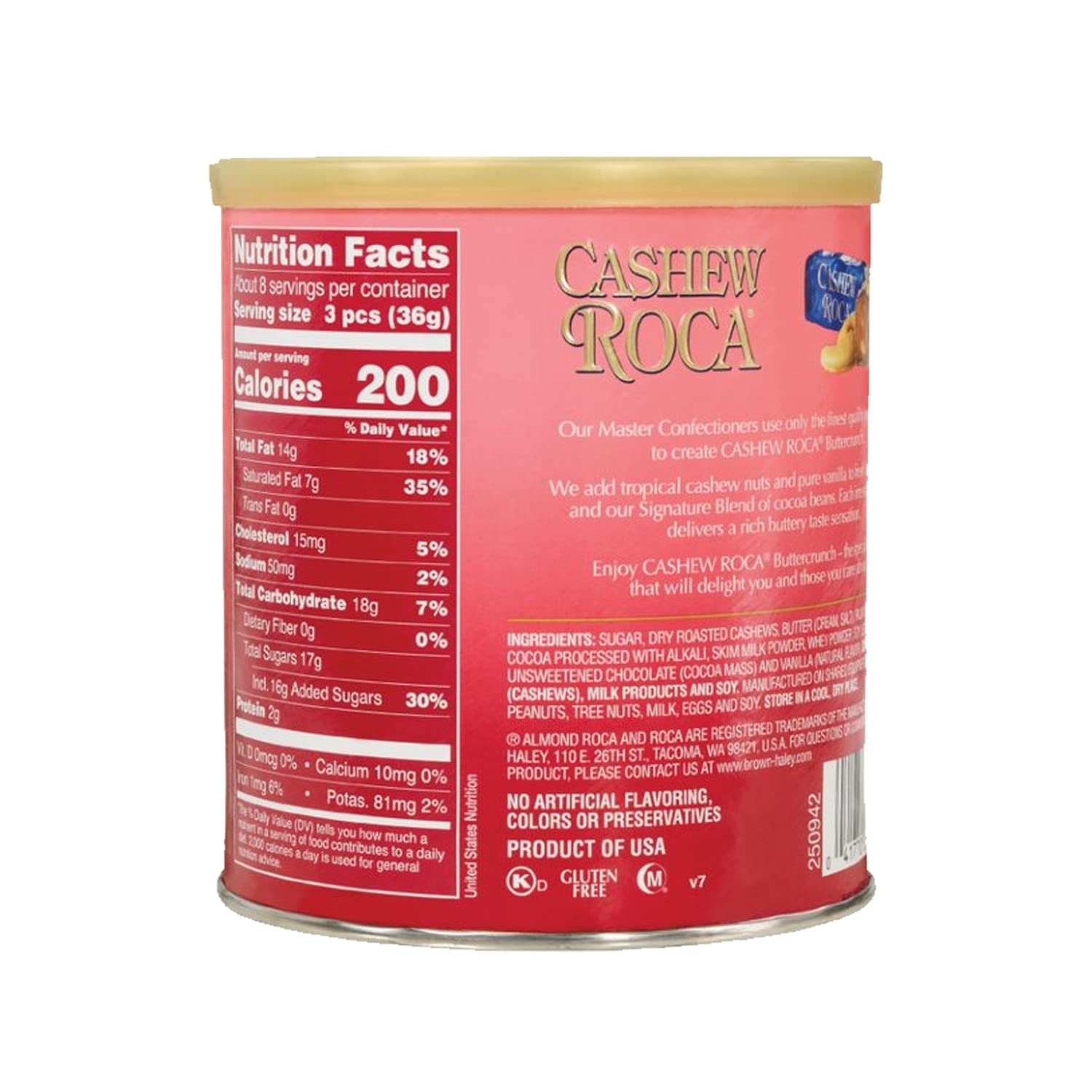 Cashew Roca Buttercrunch Toffee Canister – Individually Wrapped Treats