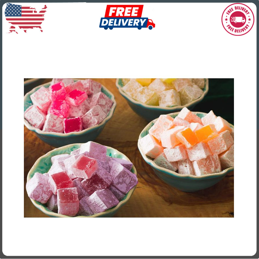 Cerez Pazari Turkish Delights, Assorted Vegan Candy, No Nuts, 8.1 Oz Gift Box