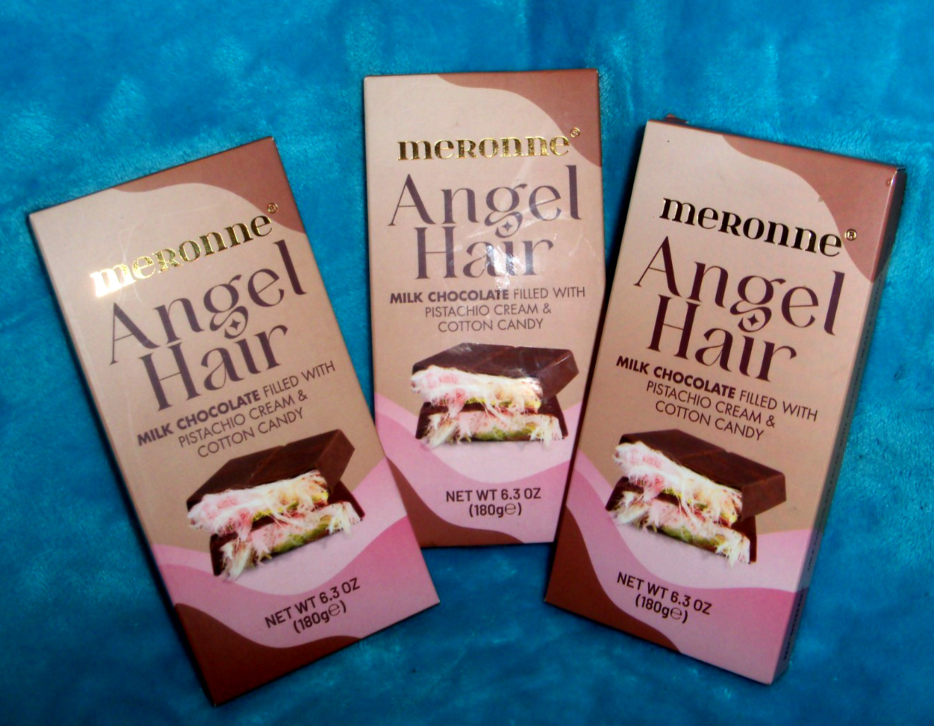 4 MERONNE Milk Chocolate Pistachio Cream & Angel Hair Cotton Candy-DUBAI STYLE