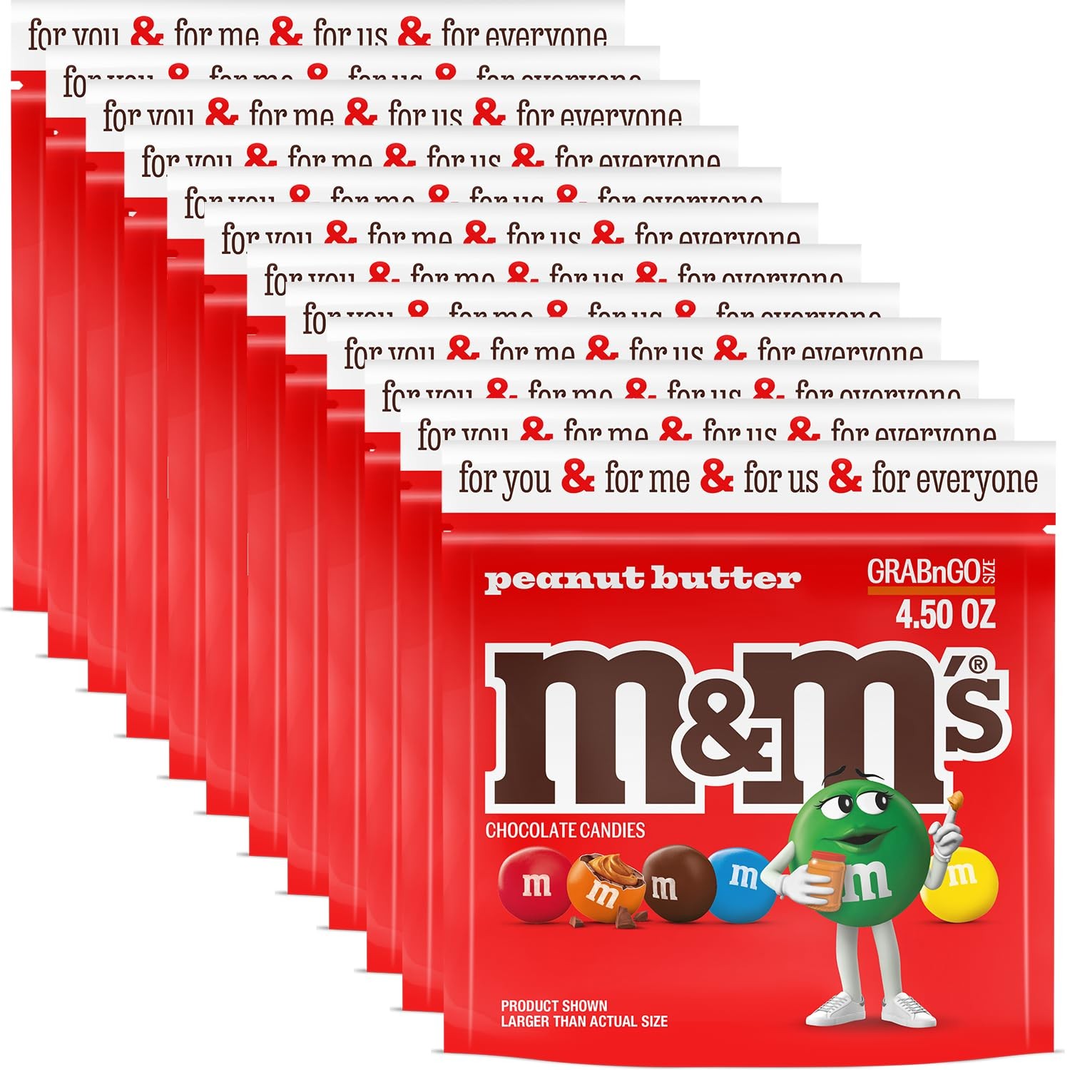 Peanut Butter Milk Chocolate Candy, Grab N Go-, 4.5 oz Resealable Bag (Pack of 8