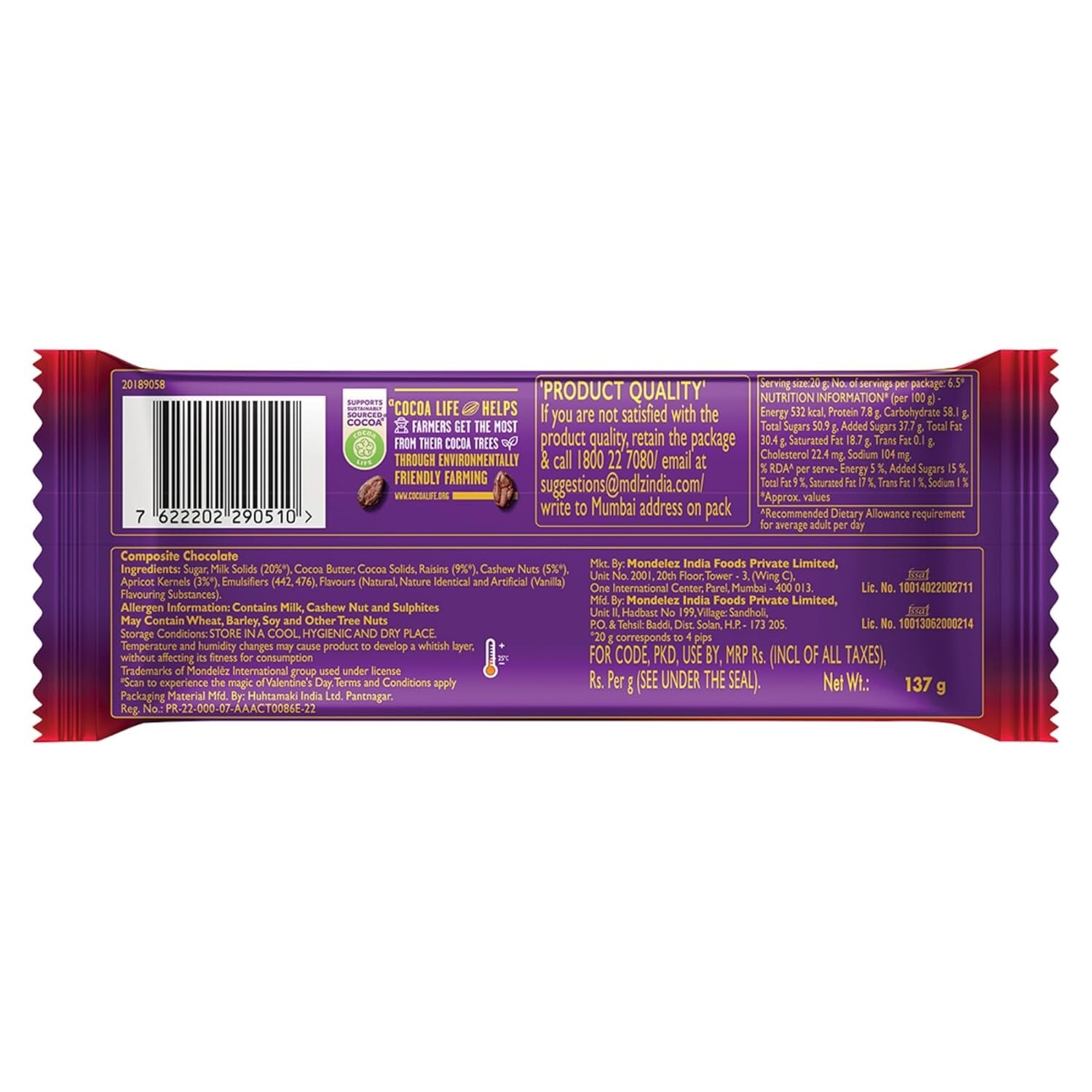 Cadbury Dairy Milk Silk Fruit And Nut Chocolate Bar, 137 Gm (Pack Of 3)