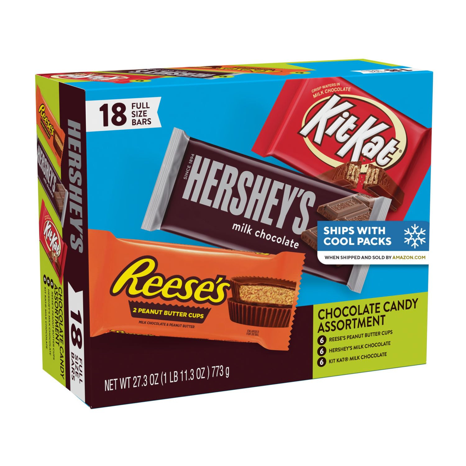 KIT KAT and REESE’S Assorted Milk Chocolate Candy Variety Box, 27.3 Oz (18 Count
