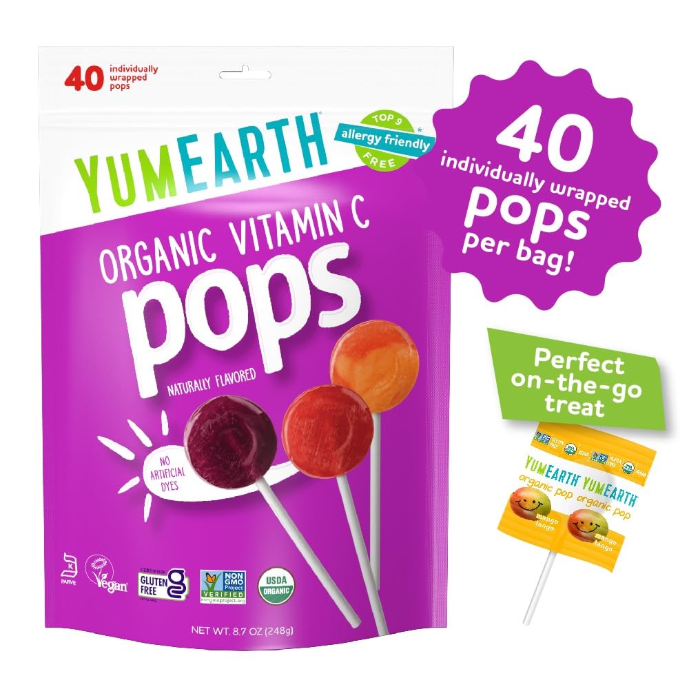 Yumearth Organic Vitamin C Pops Variety Pack 40 Fruit Flavored Favorites