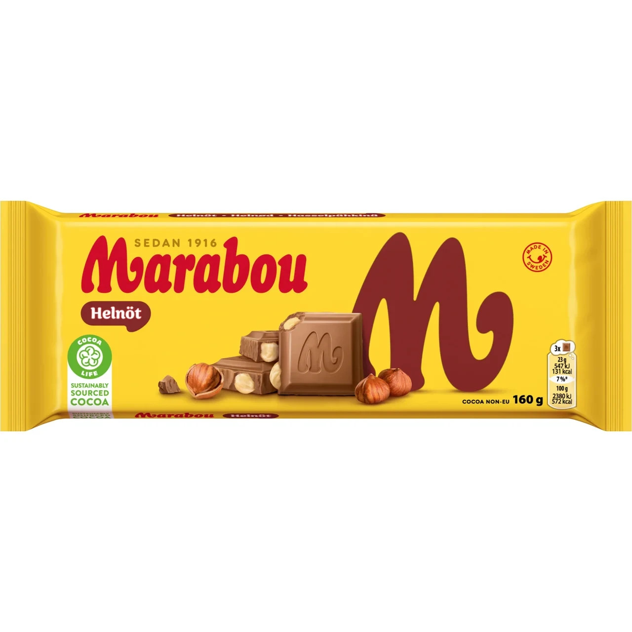 5 x Marabou Helnöt 160g – Milk Chocolate with Whole Hazelnuts