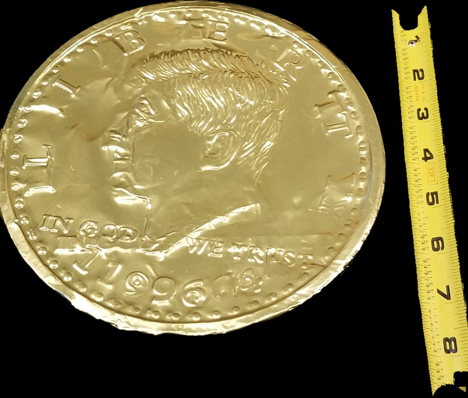 Collectible Mega 16 OZ 1996 Kennedy Half Dollar Belgian Milk Chocolate.