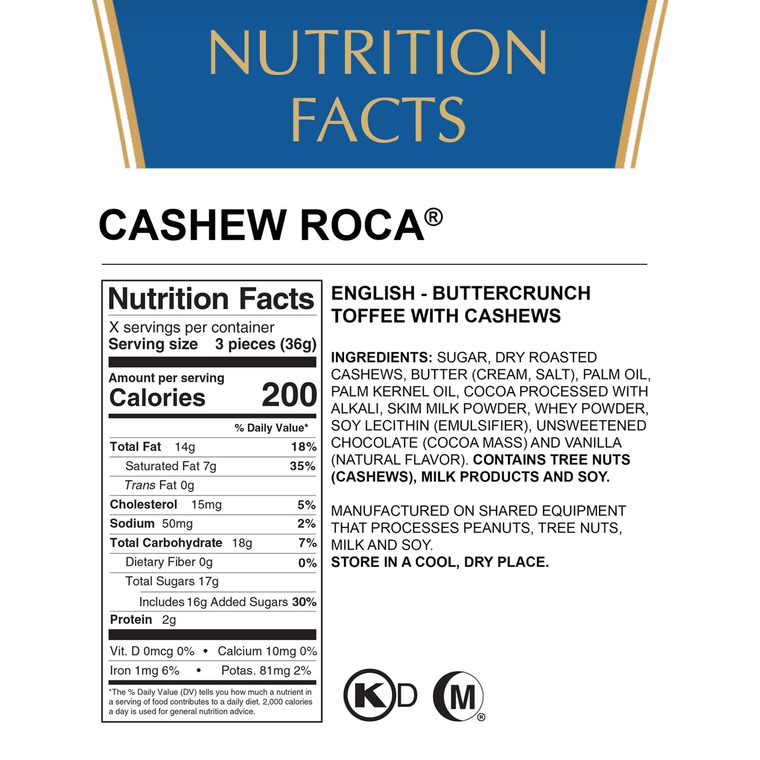Cashew Roca Buttercrunch Toffee Canister – Individually Wrapped Treats