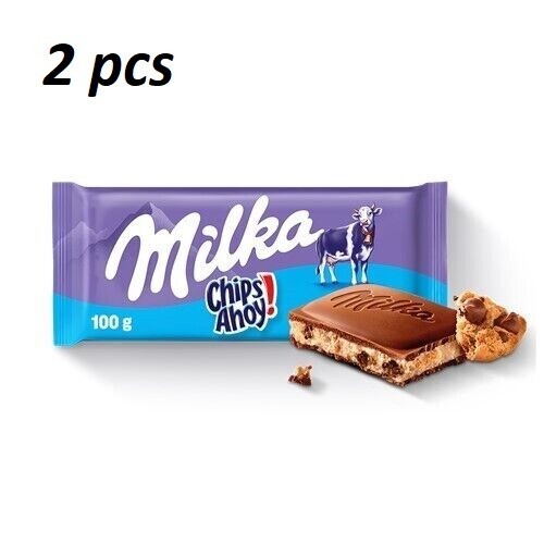 2 x Milka Chips Ahoy! Chocolate Bars NEW SHAPE 100g / 3.53oz