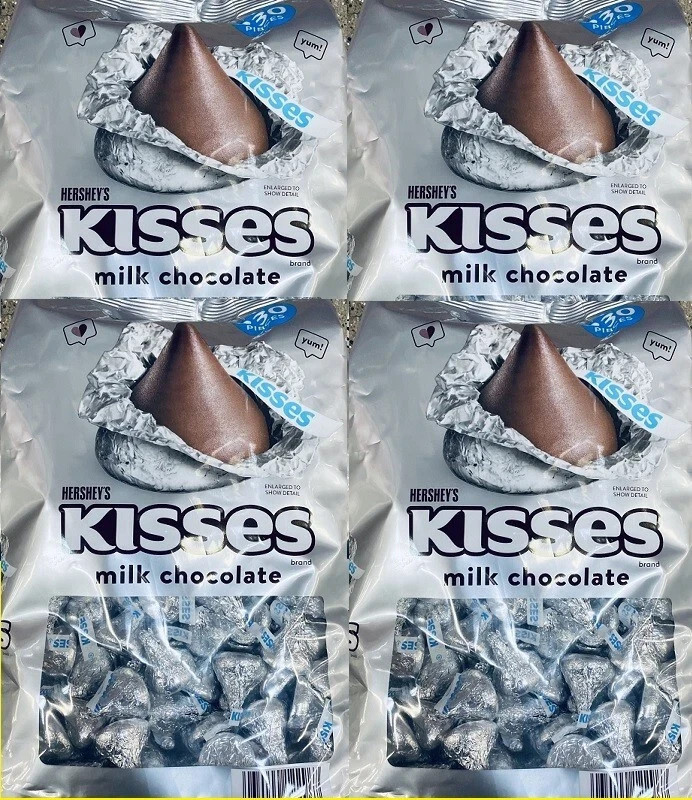 4x Hershey’s Kisses Milk Chocolate 56 Oz Ounce Candy Bulk Bags Candies 4 BAGS