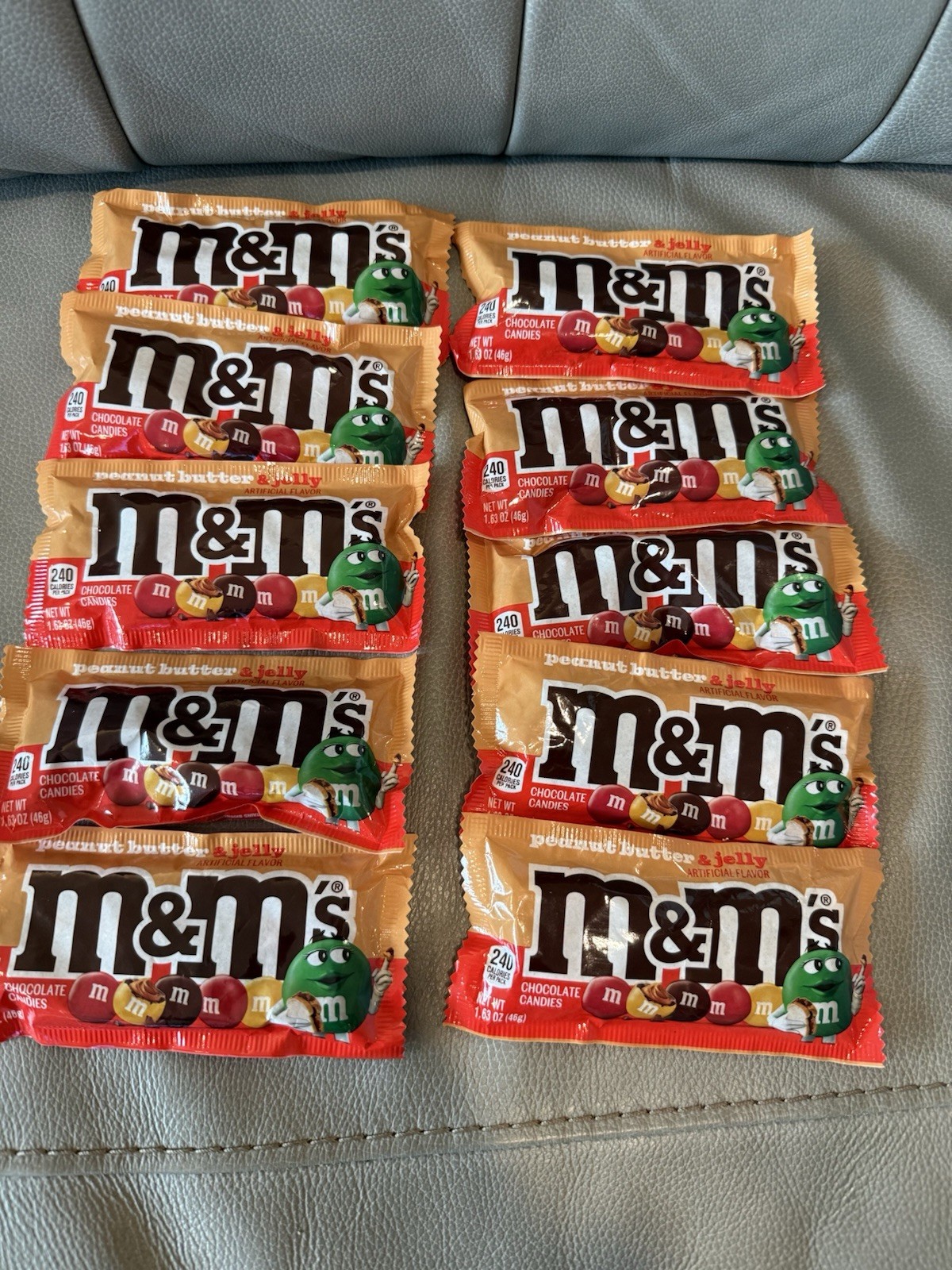 (10)Bags Of M&M’s Peanut Butter & Jelly Candies 1.63 Oz Each Exp 11/2026