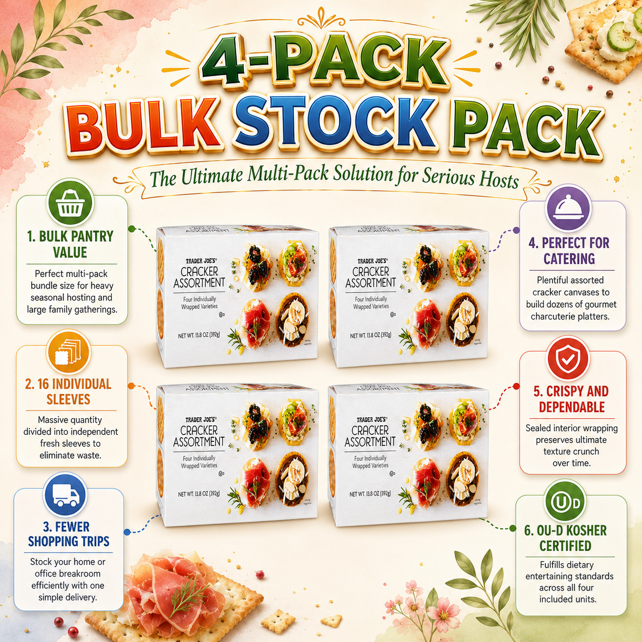 4 Pack Trader Joe’s Cracker Assortment 13.8 Oz