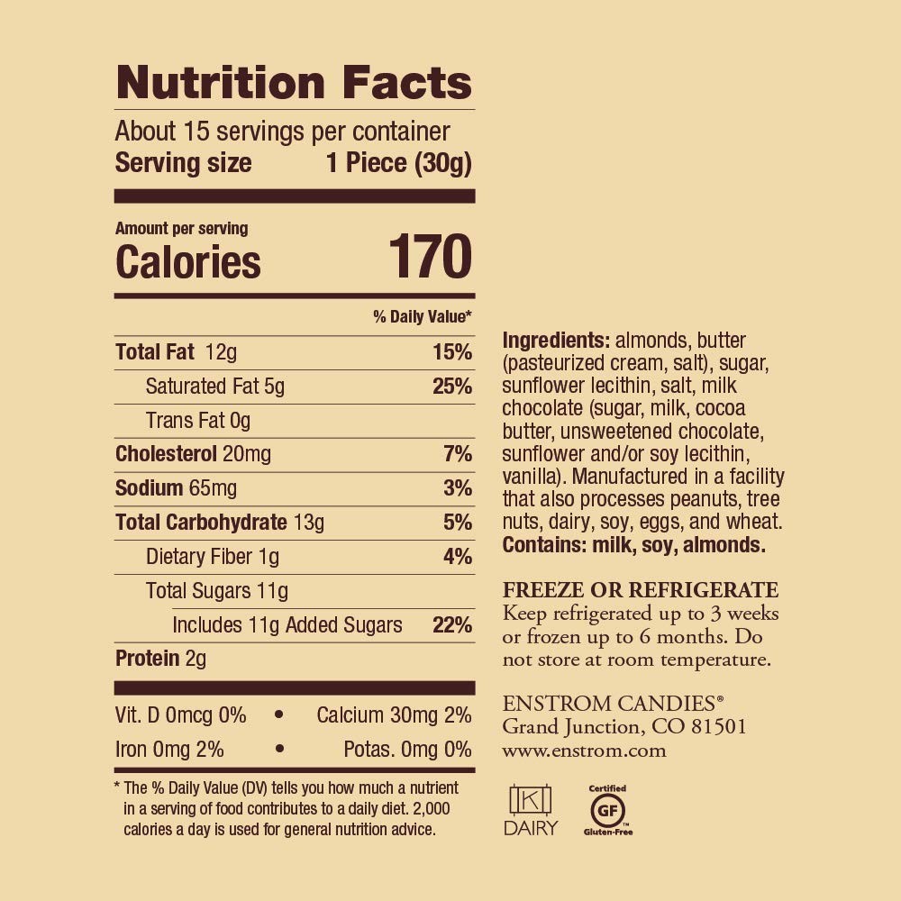Milk Chocolate Almond Toffee 1lb box | Handcrafted | Gluten Free | Kosher Dai…