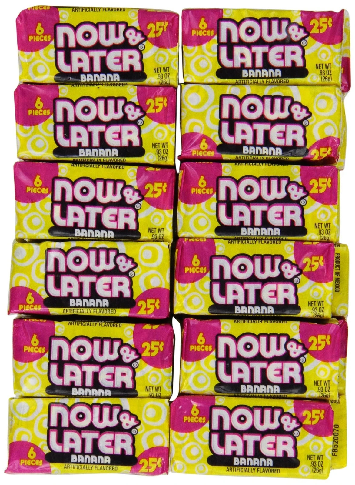 Now and Later Banana Flavored Candy Twenty Four 6-piece Bars (22.32Oz)-2 BOX