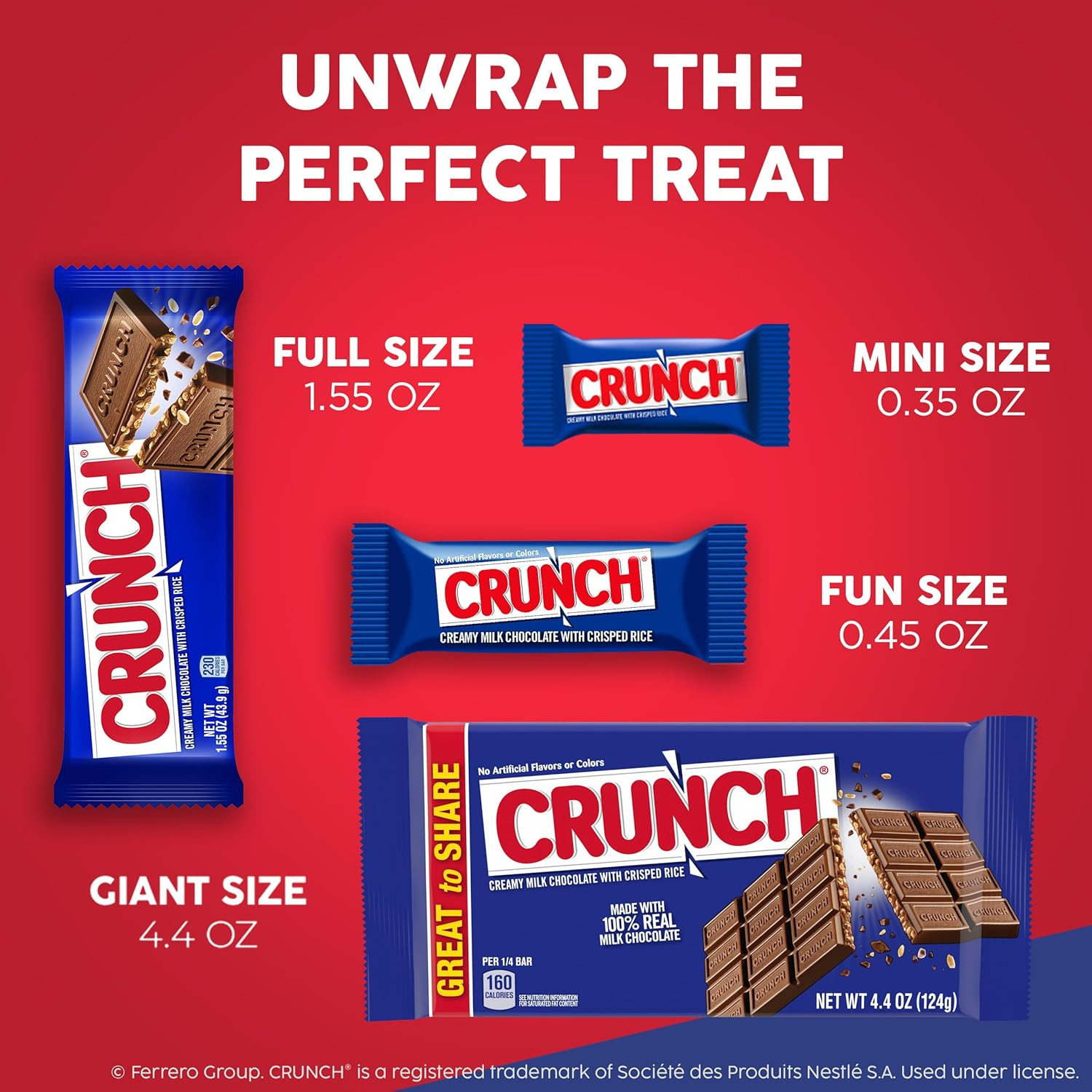 Candy Bar, Creamy Milk Chocolate with y Crisped Rice, Share Pack, 18 Count, 2.7