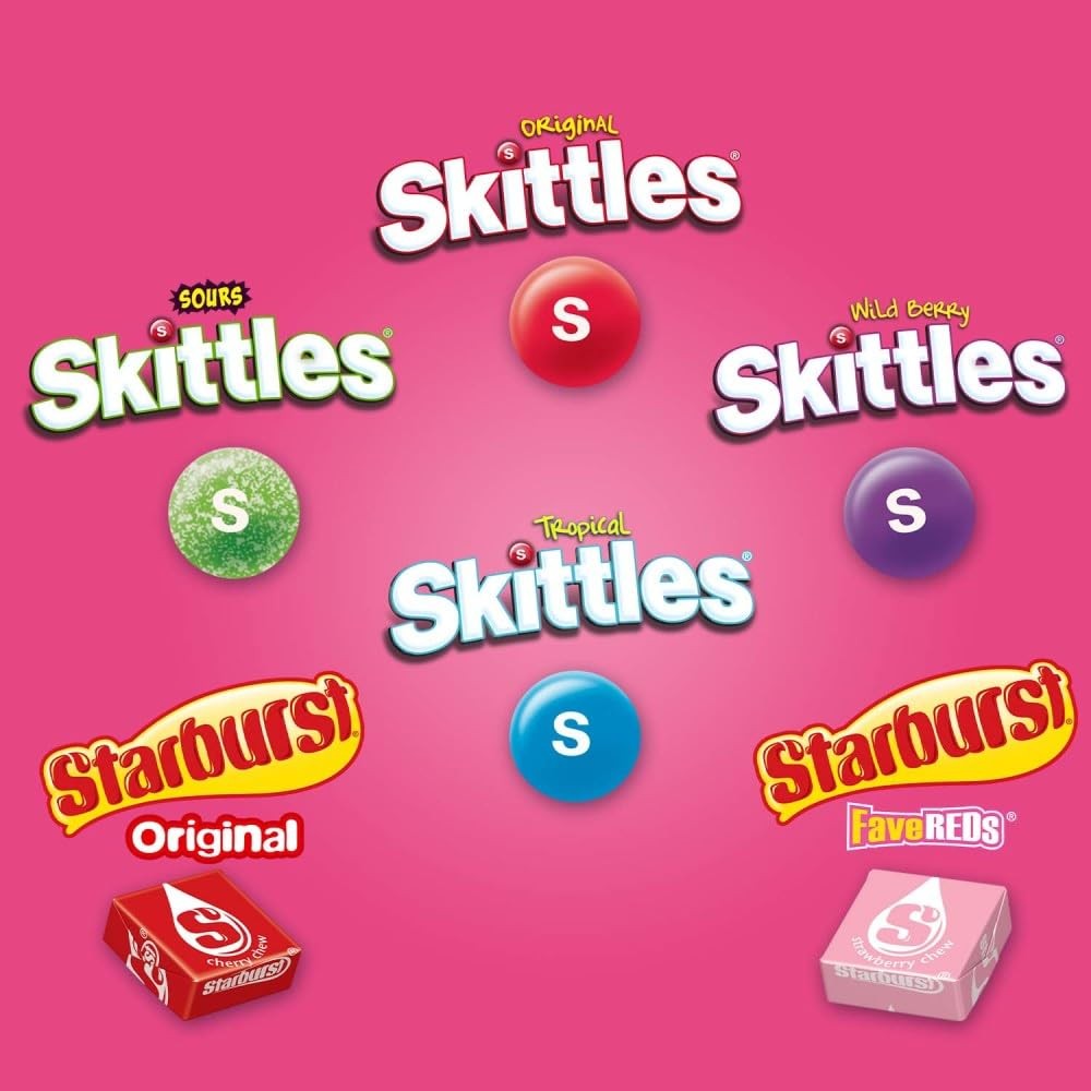 SKITTLES & STARBURST Candy Full Size Variety Mix 62.79-Ounce 30-Count Box